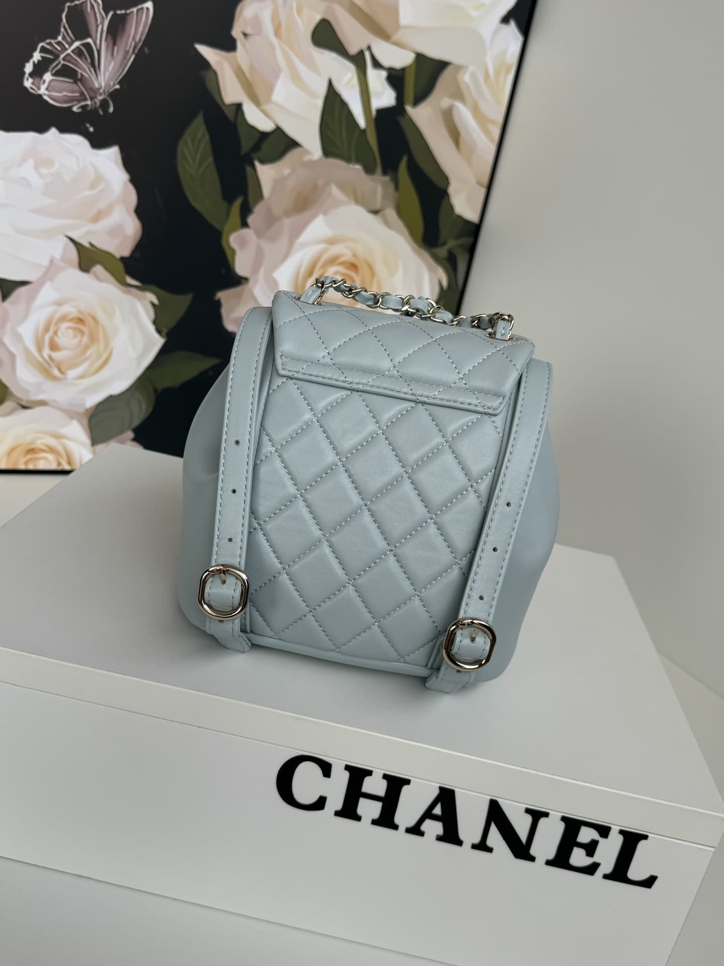 Chanel Small Quilted Duma Backpack Lambskin AS2908 Blue High