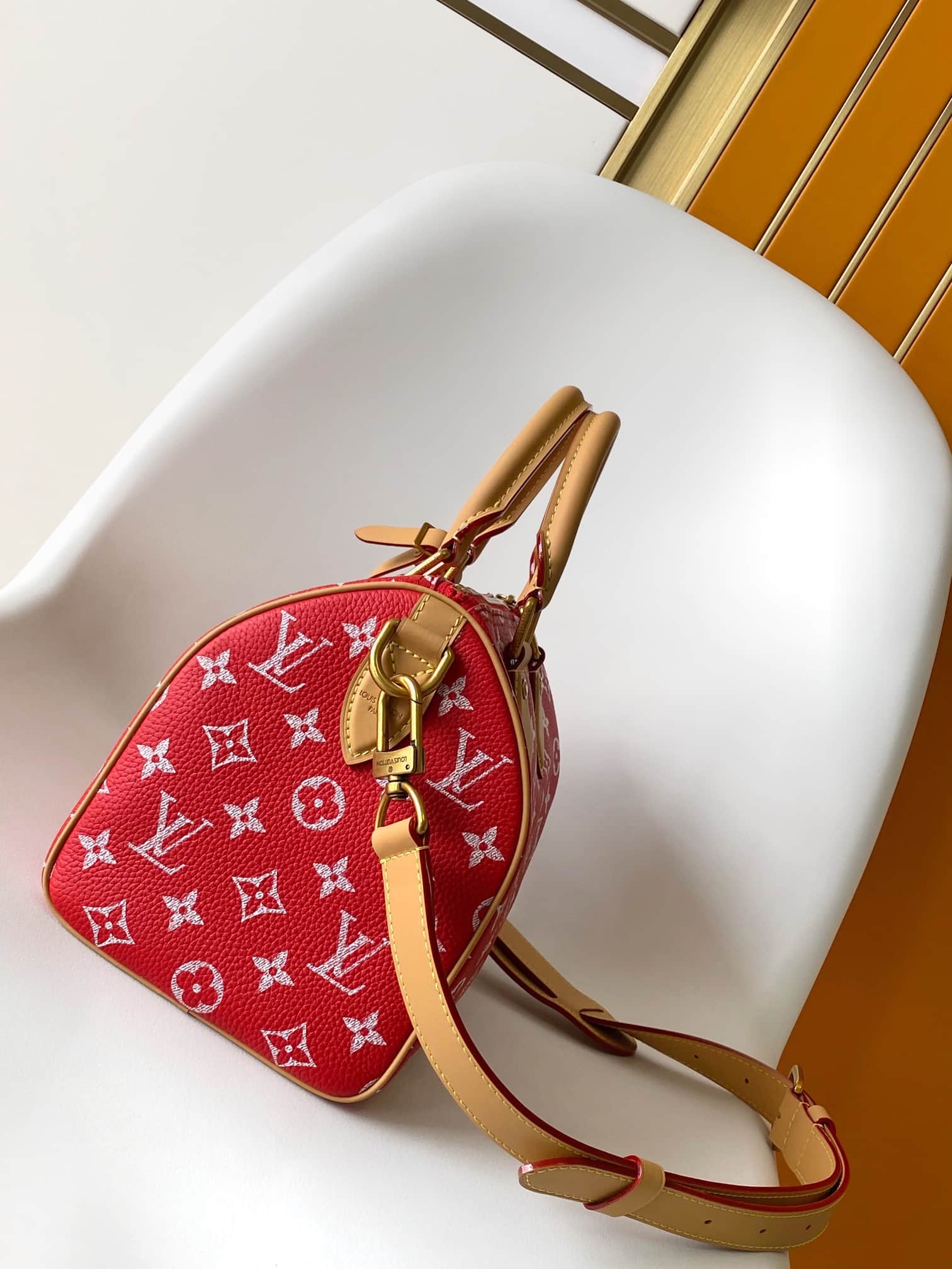 Louis Vuitton Speedy P9 Bandoulière 25 Red Soft calfskin M24425 High
