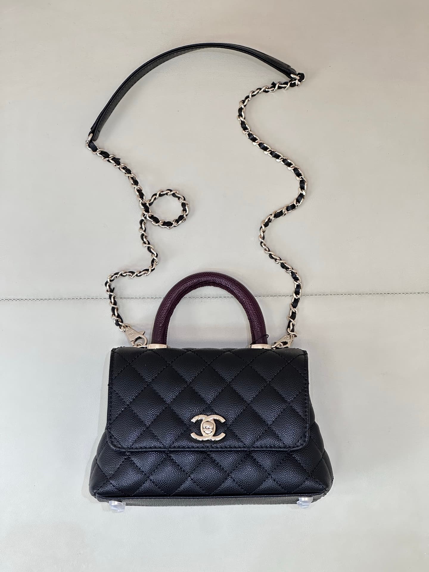 Chanel Mini Flap Bag with Top Handle Grained Calfskin & Gold-Tone Metal AS2215 TOP