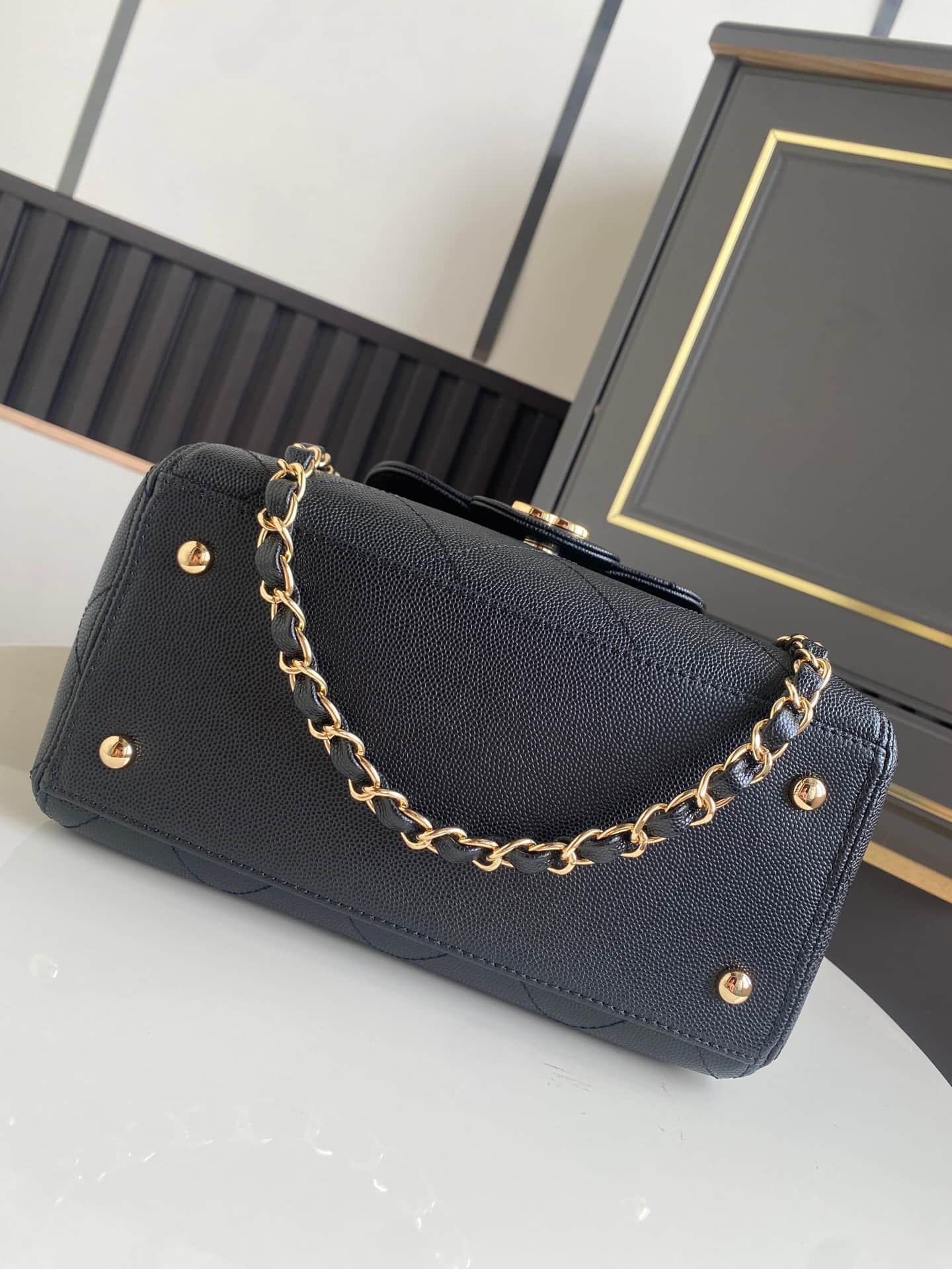 Chanel Tote Bag Grained Calfskin&Gold-Tone Metal Black AS6025 High