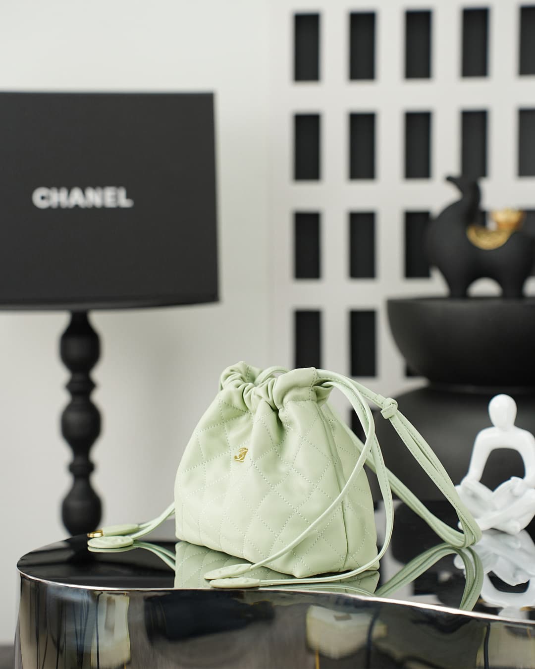 Chanel Clutch with Leather Strap Lambskin & Gold-tone Metal AP5228 Light Green  A