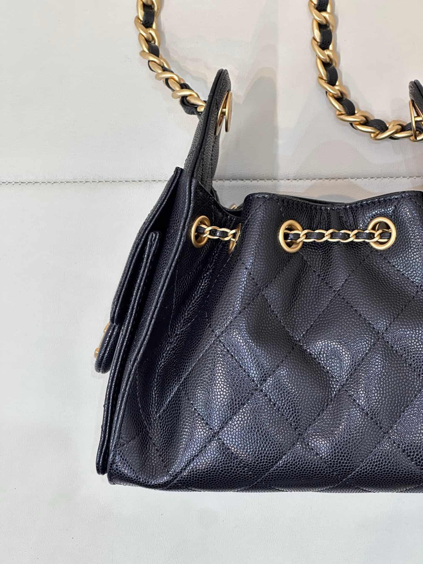 CHANEL 25 Mini Handbag AS5631 Grained Calfskin & Gold-tone Metal Black TOP