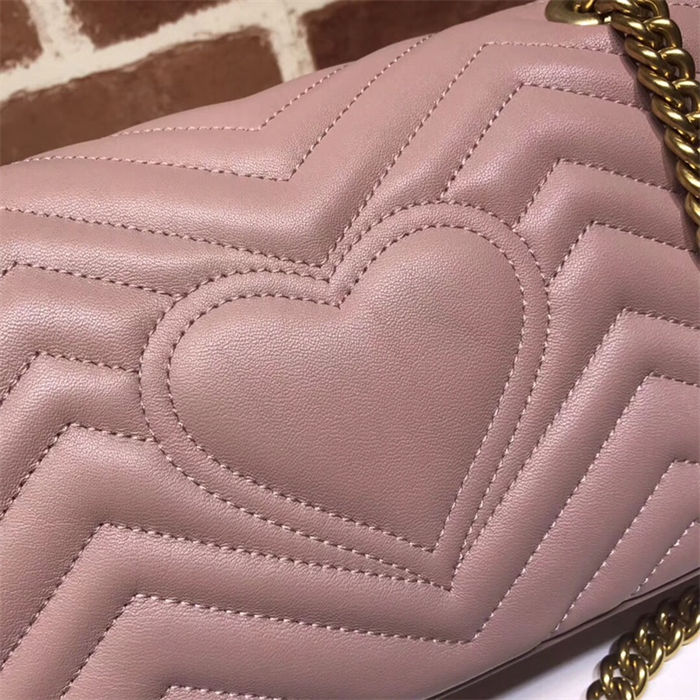 GG Marmont small matelassé shoulder bag 443497 Dusty Pink High