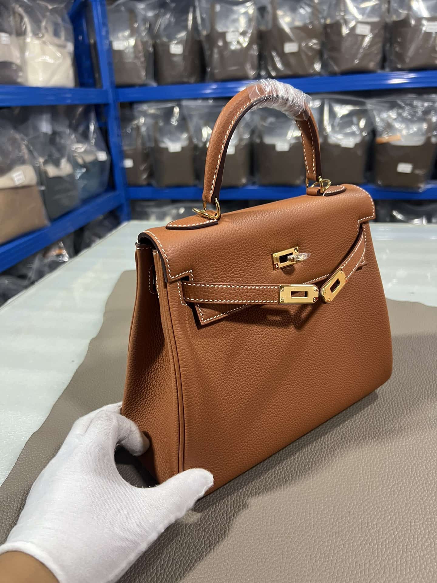 Hermes Kelly 25/28/32cm Retourne Bag Togo Leather In Gold WAX High