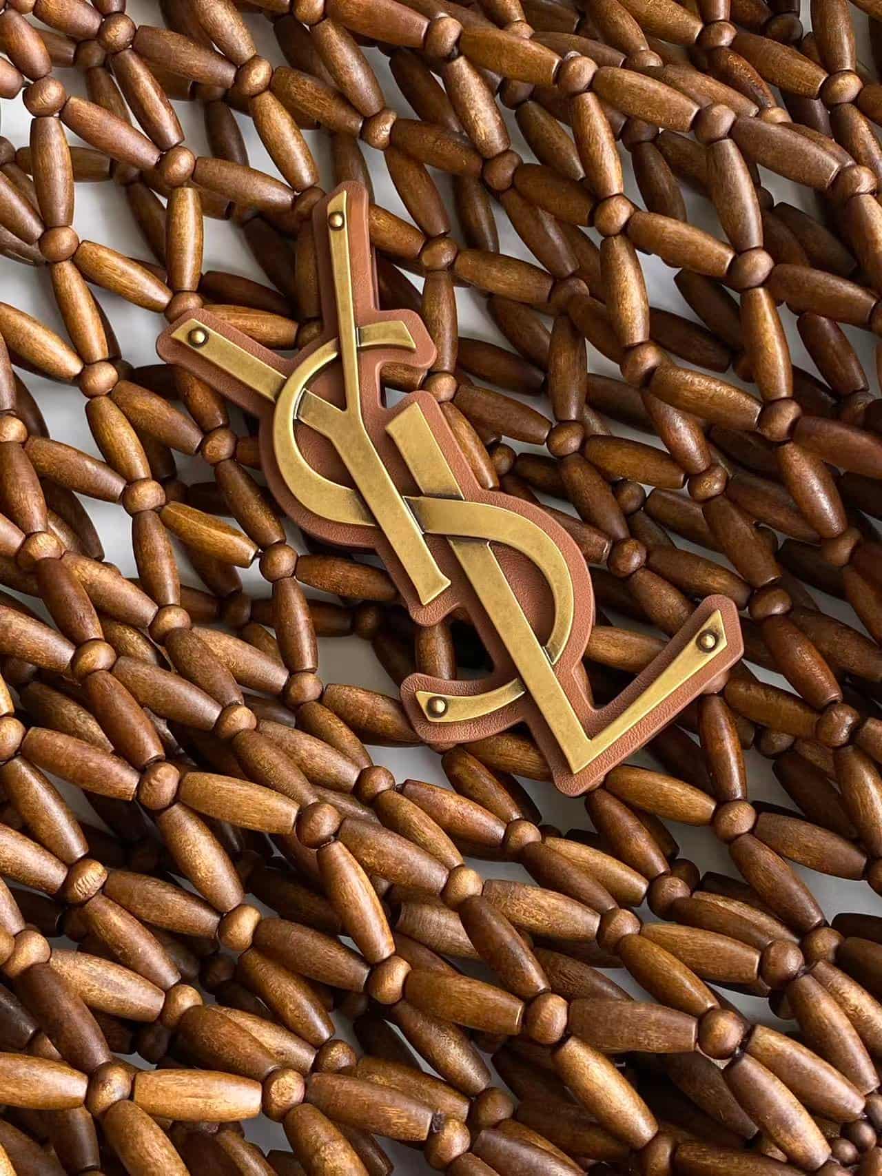 Saint Laurent ICARE medium in wood beads LIGHT WOOD AND BRICK 862071 High