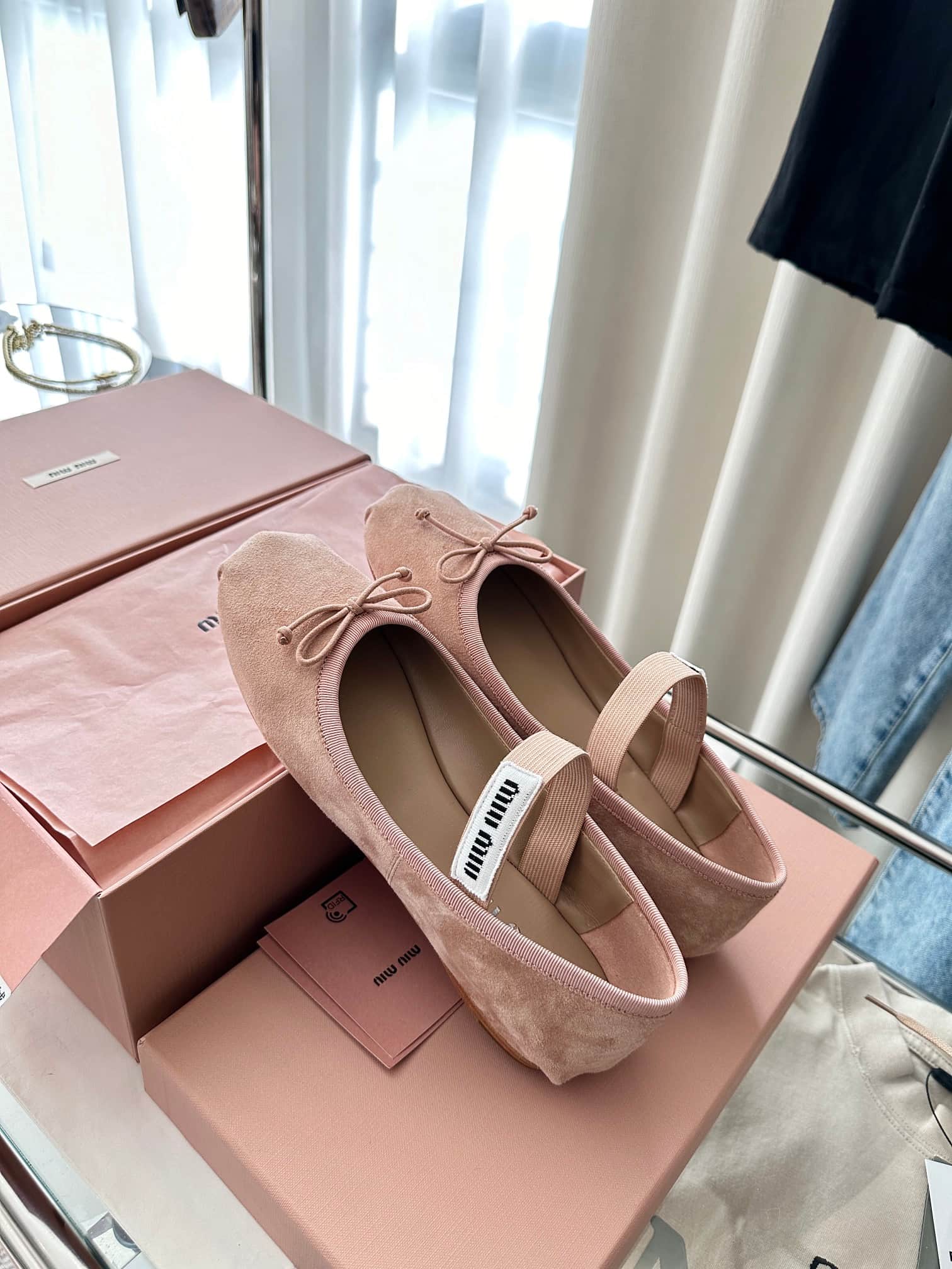 Miu Miu Suede Ballet Flat Shoes Women