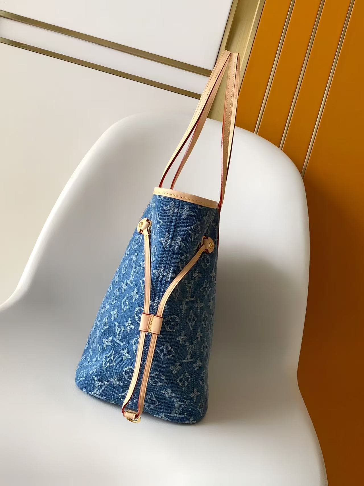 Louis Vuitton Neverwoof MM Blue Monogram Denim M28052 High