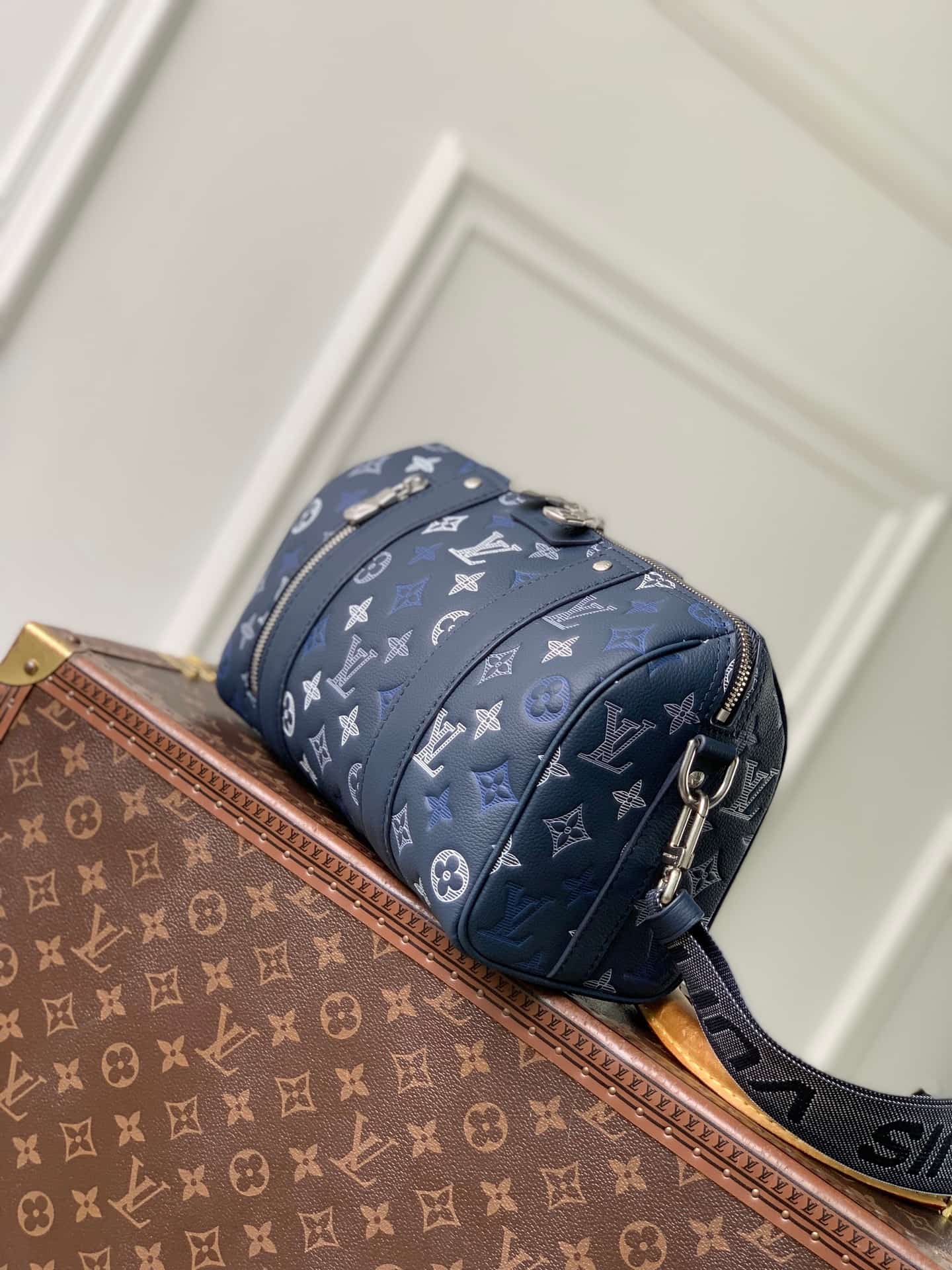Louis Vuitton City Keepall Navy Blue Monogram Shadow calfskin leather M28617 High