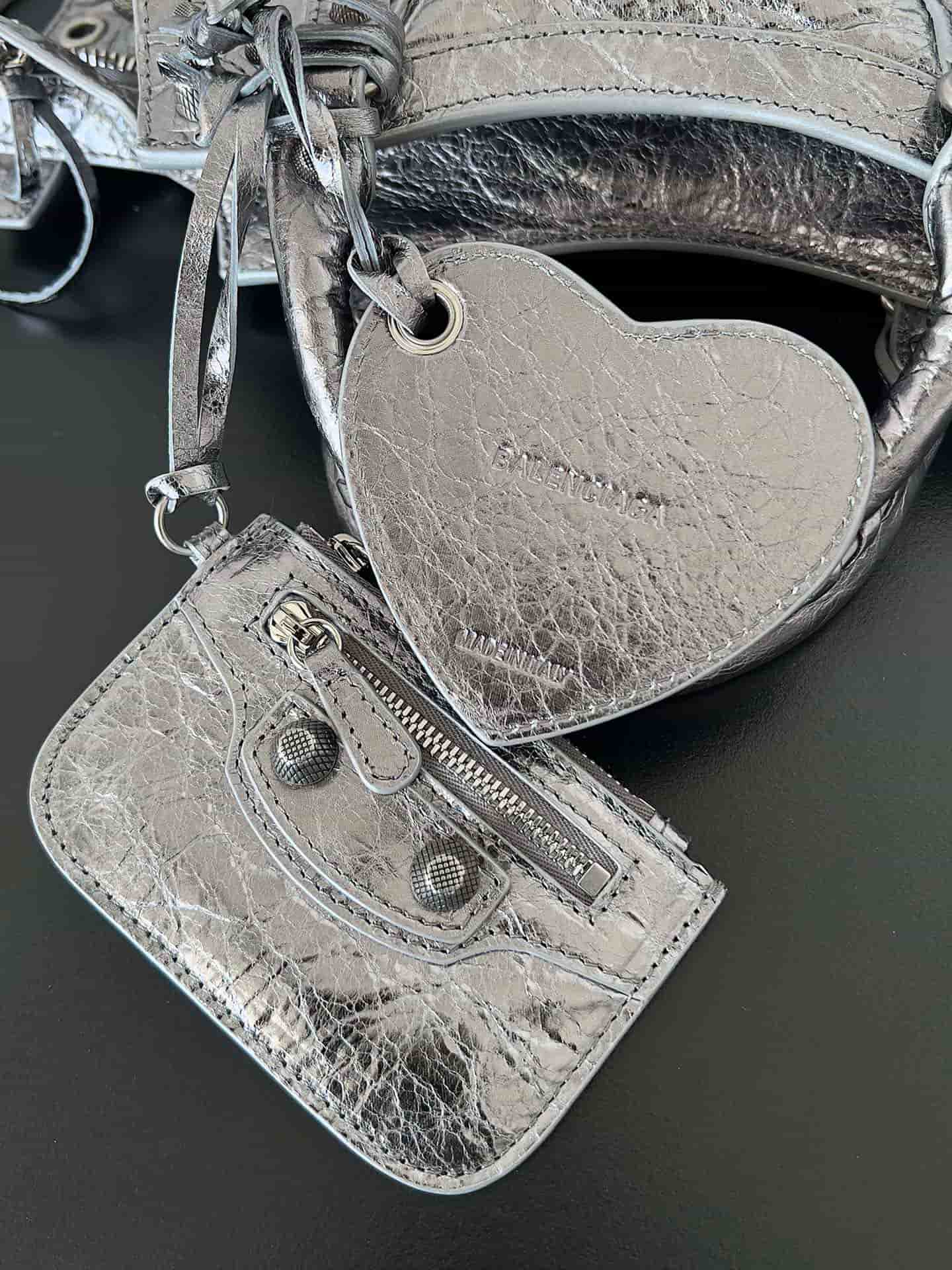 Balenciaga Small Neo Cagole City bag in Sliver lambskin leather High
