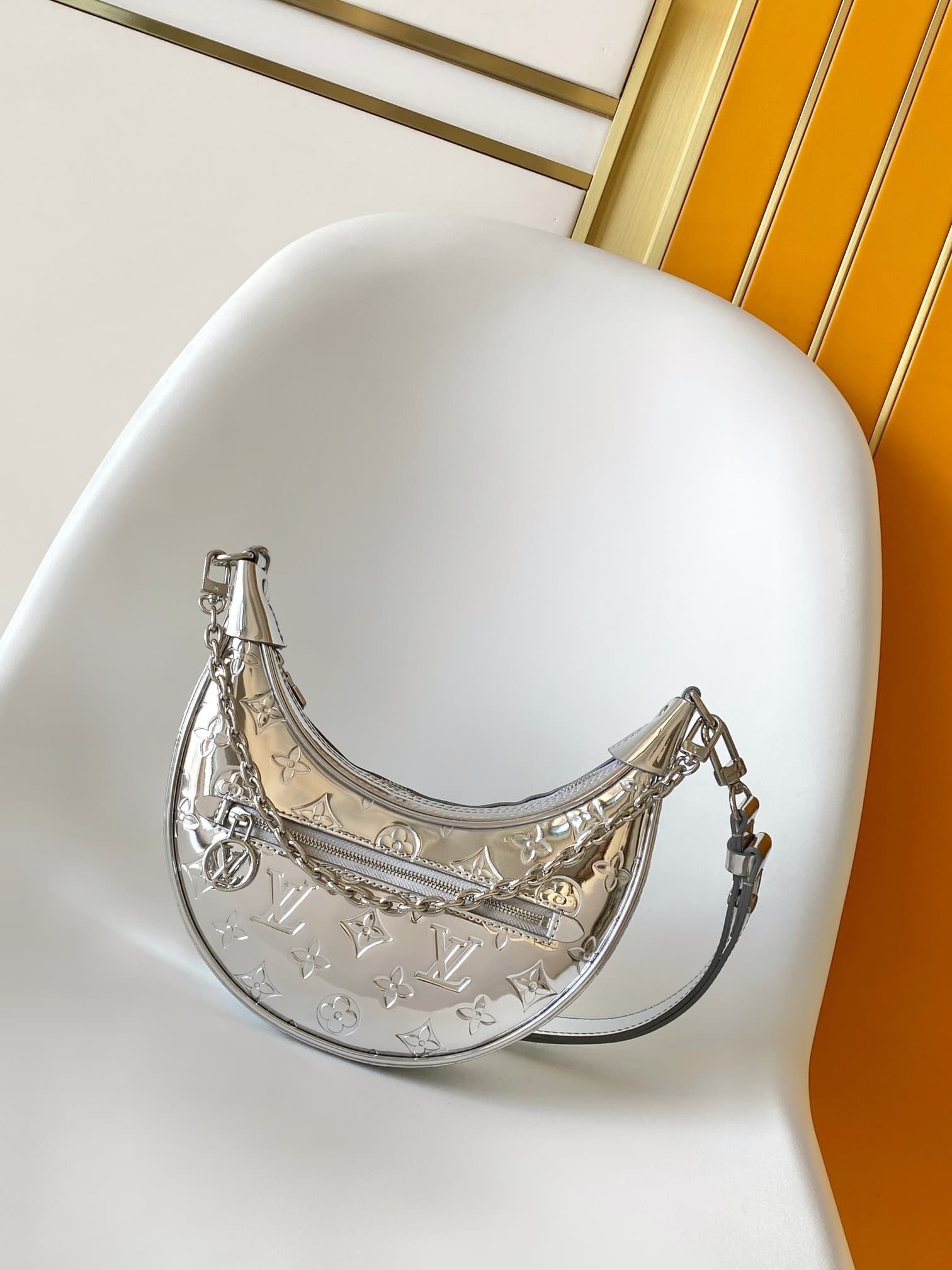 Louis Vuitton Loop Handbag Monogram Miroir Metallic Silver M11833 High