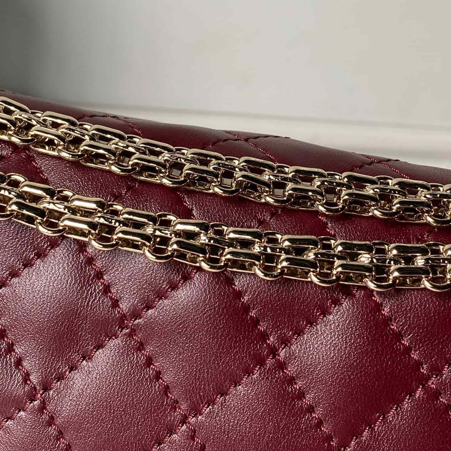 Chanel 2.55 Handbag Calfskin & Gold-Tone Metal Dark Burgundy A37586 A