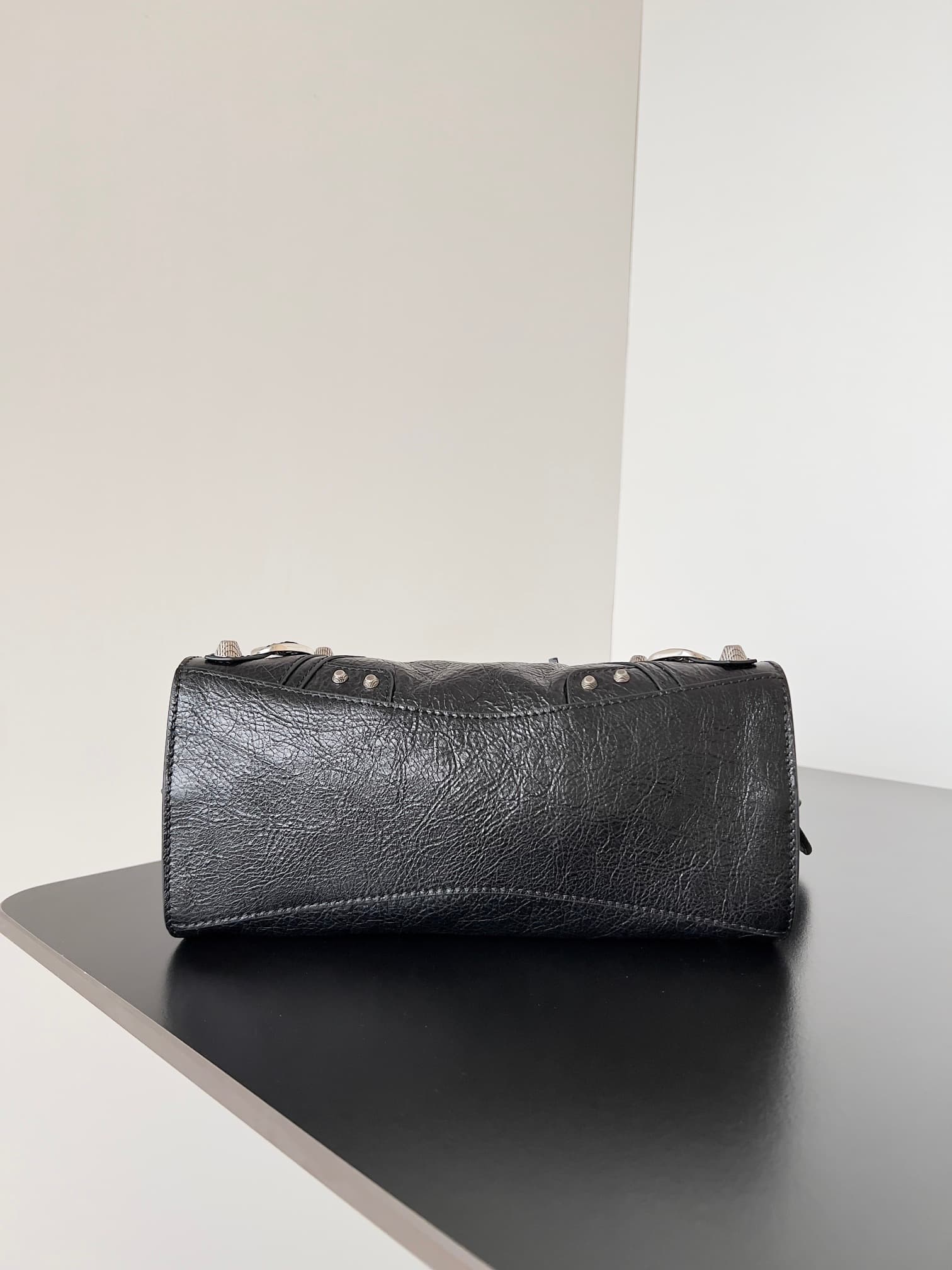Balenciaga Small Neo Cagole City bag in black lambskin leather High