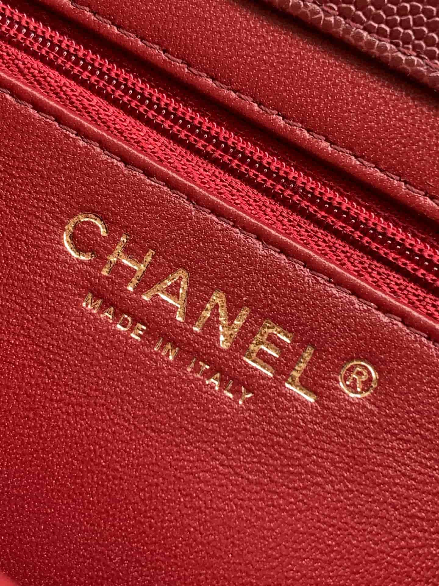 Chanel Clutch with Leather Strap Grained Shiny Calfskin & Gold-Tone Metal Claret  5809 High