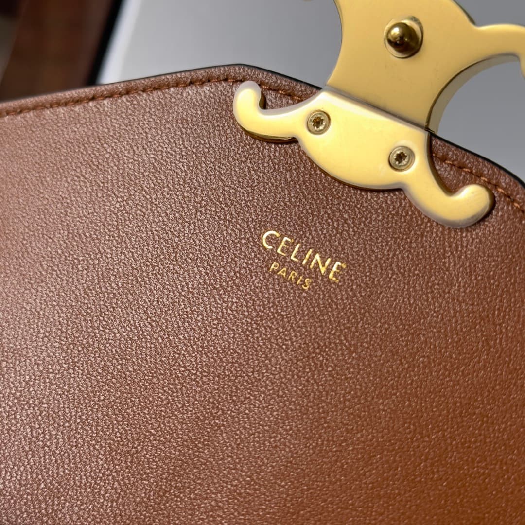 Celine Triomphe Canvas Envelope Crossbody Bag in Tan High