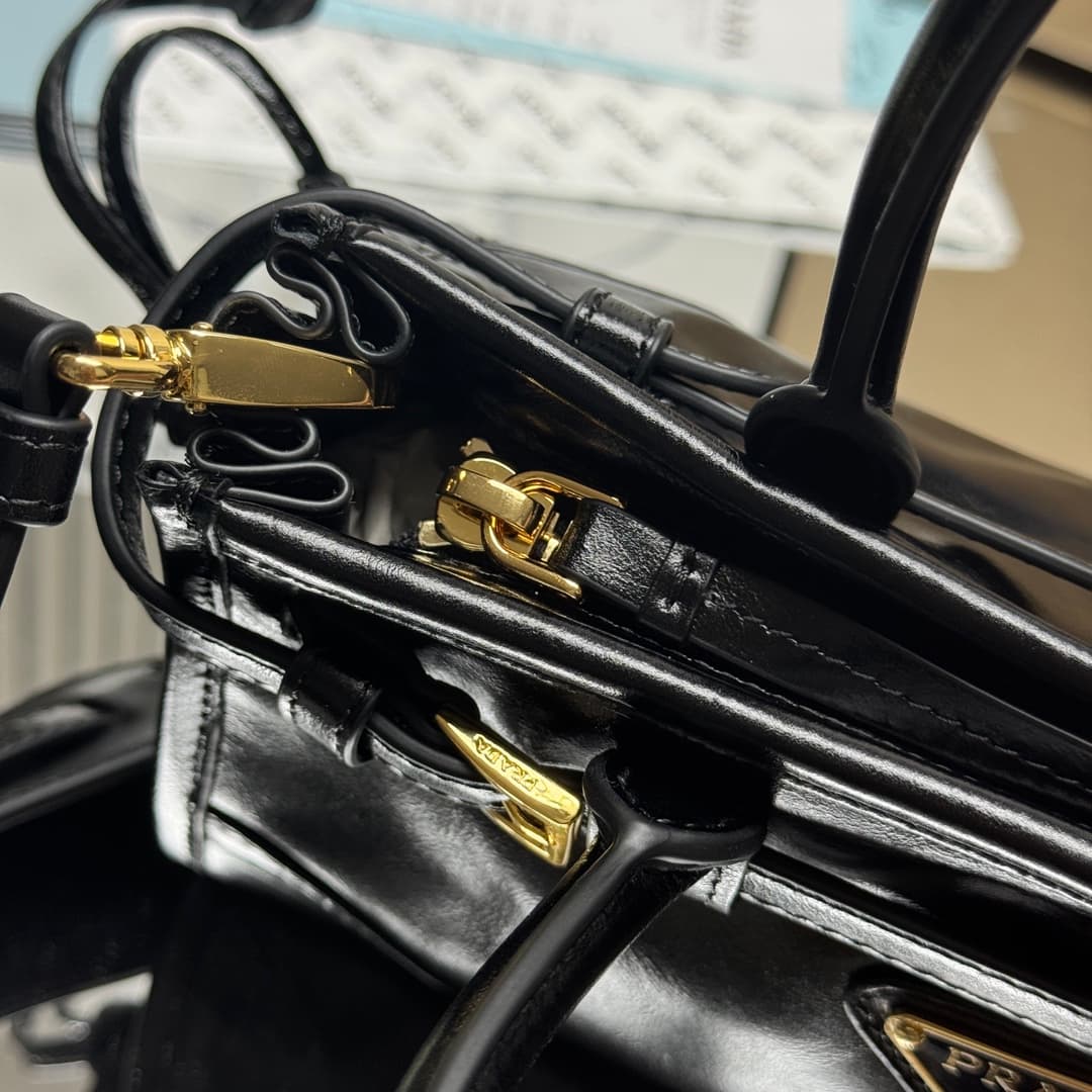 Prada Bonnie leather mini handbag Calfskin leather 1BA486 Black High
