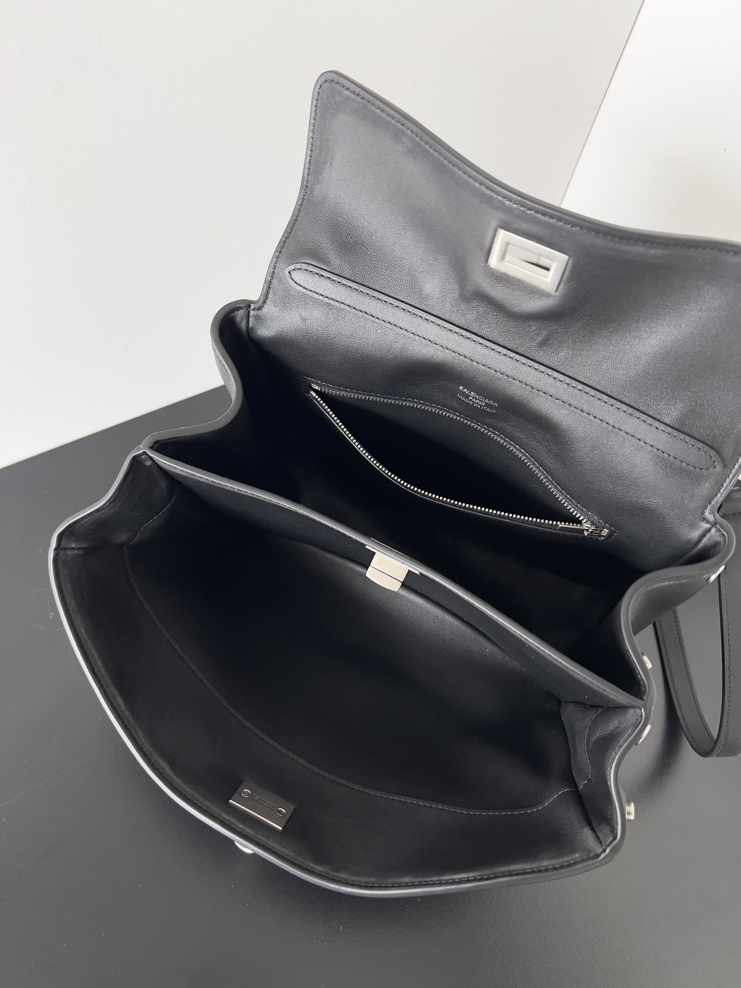 WOMEN'S RODEO SMALL HANDBAG smooth calfskin Black Silver-Metal High