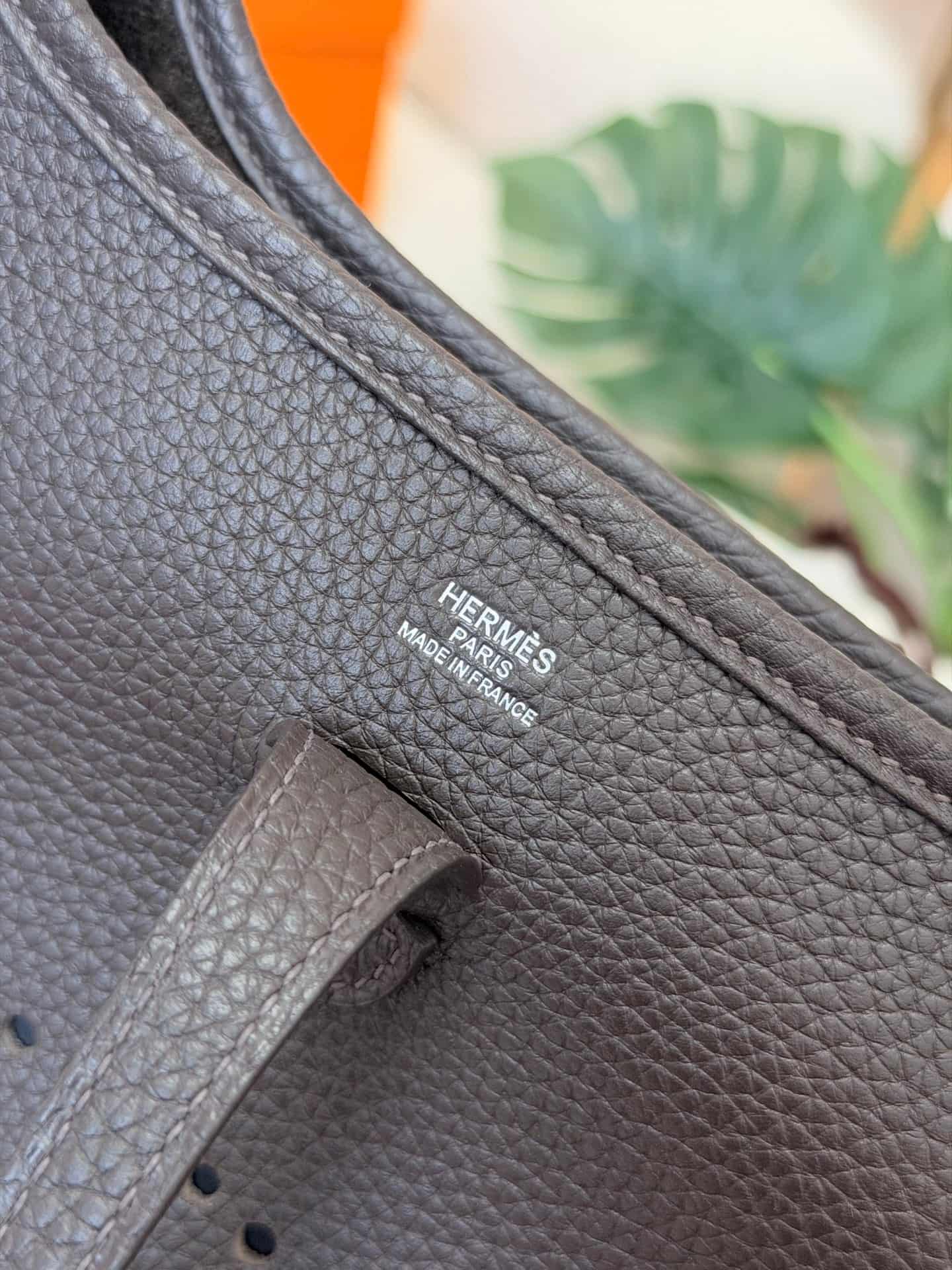 Hermes Evelyne Mini 23 Bag Calfskin In Ebony WAX High