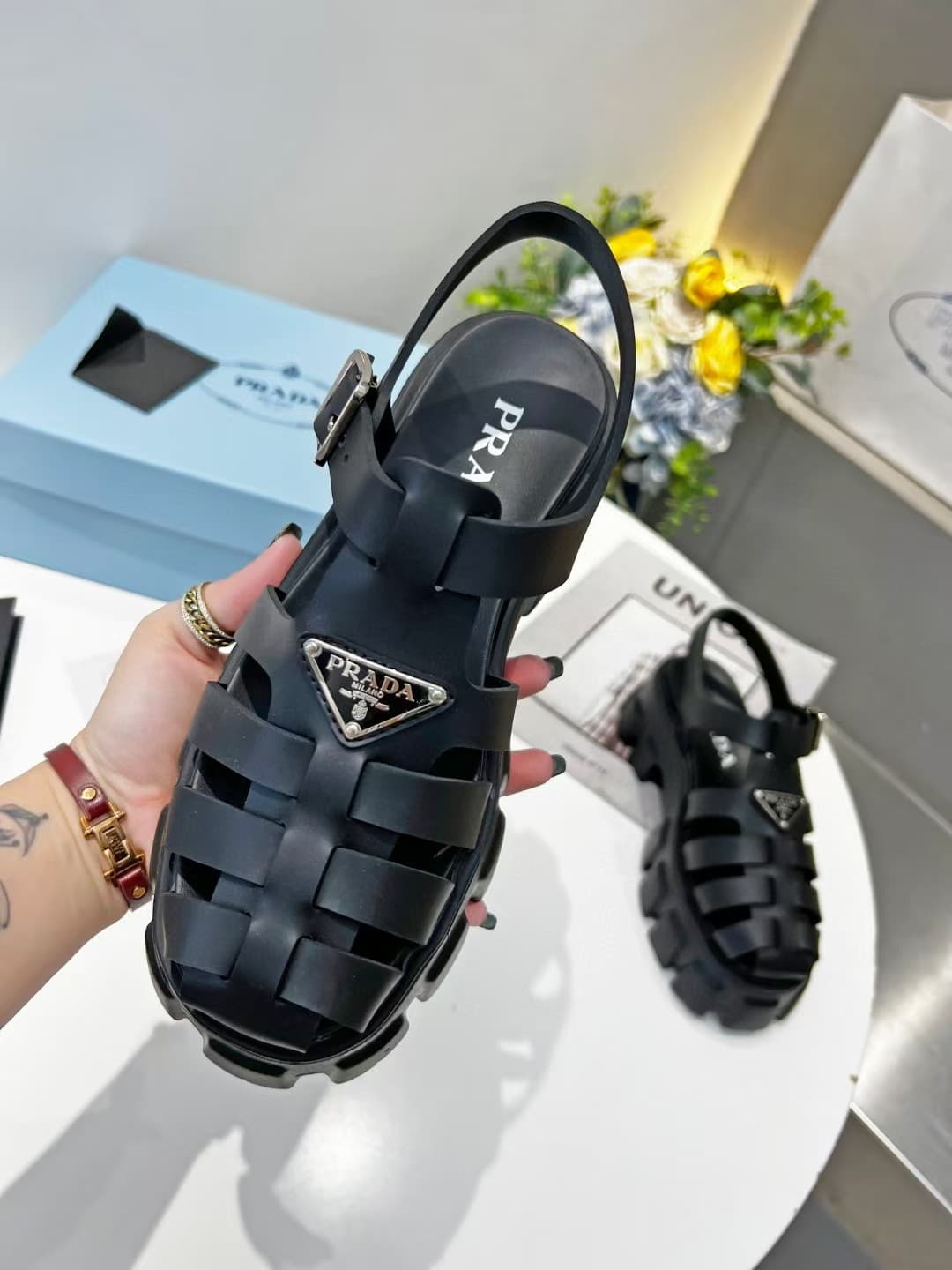 Prada Monolith Rubber Sandals
