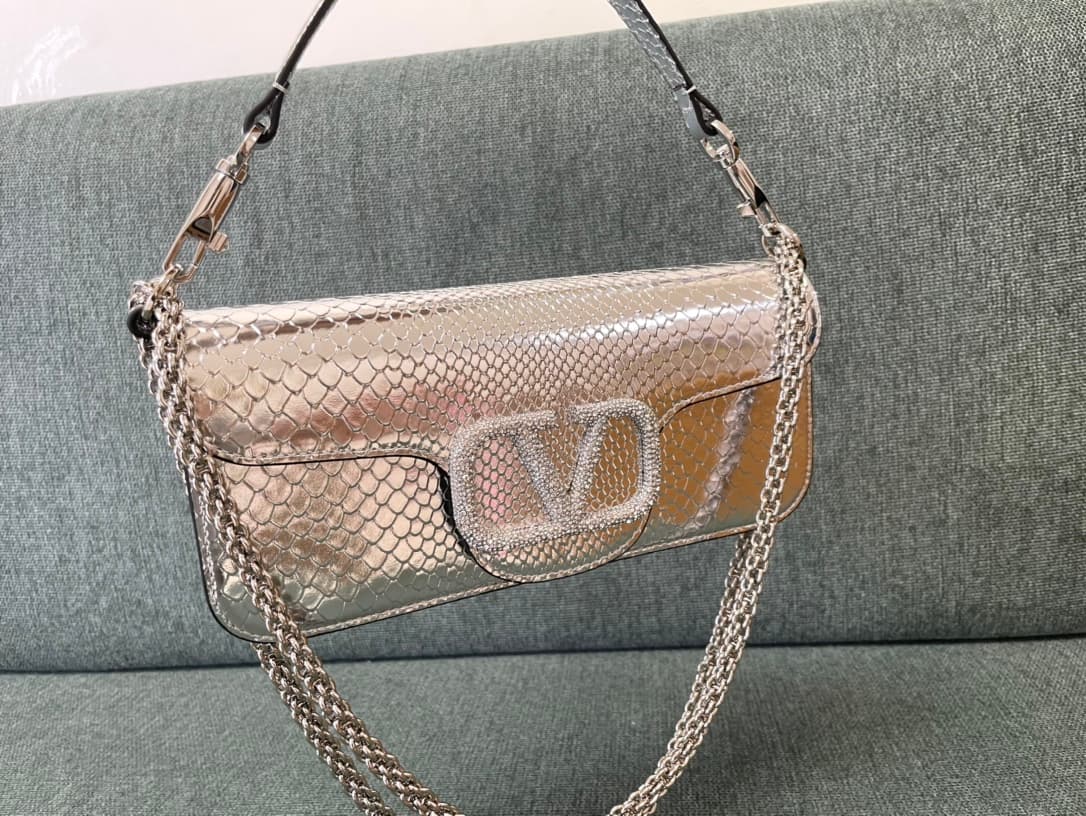 Valentino Garavani MINILOC small shoulder bag 1133S Calfskin Silver High