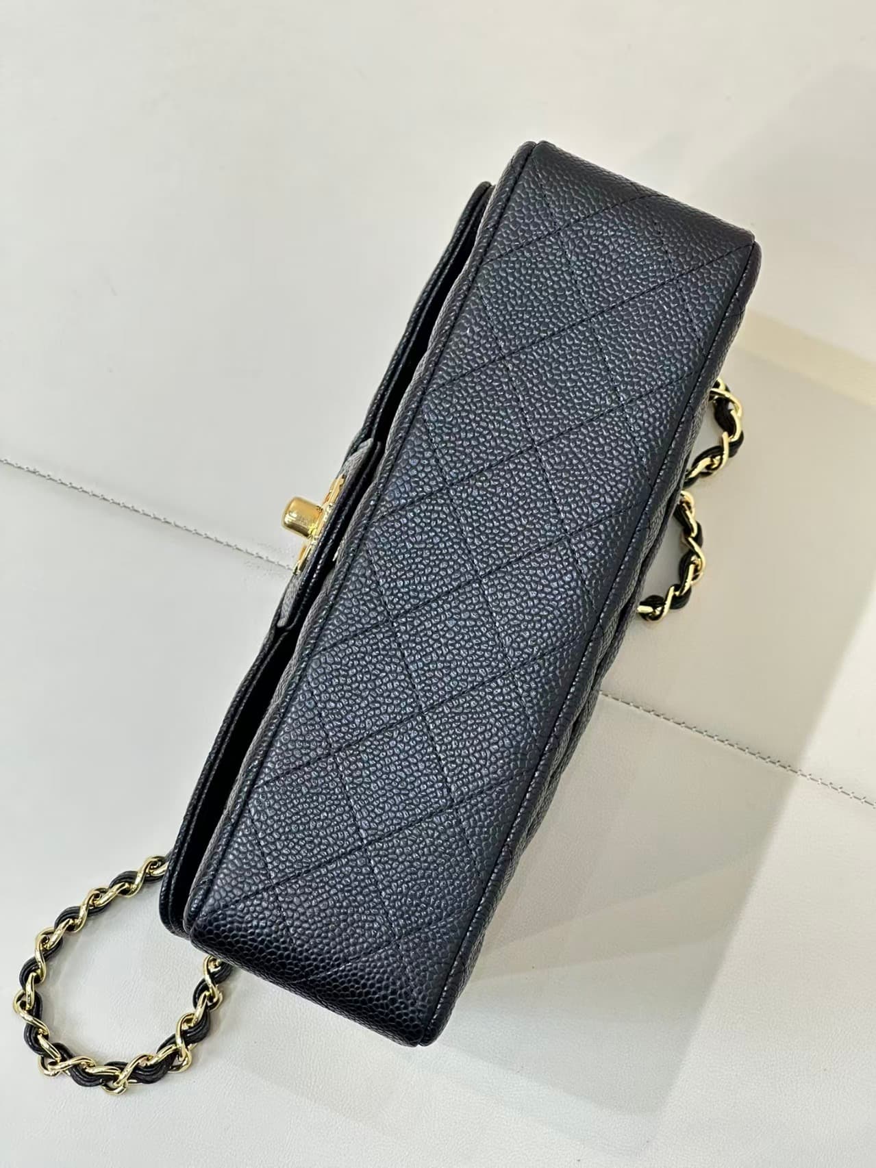Chanel Small Classic Handbag Grained Calfskin & Gold-Tone Metal Black TOP