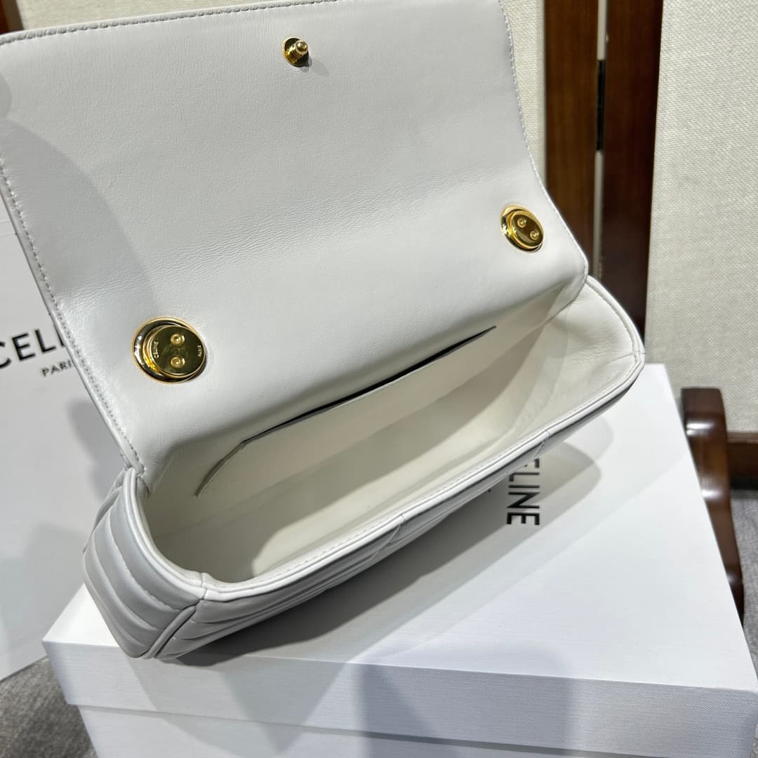 Celine Matelasse Monochrome Chain Shoulder Bag White High
