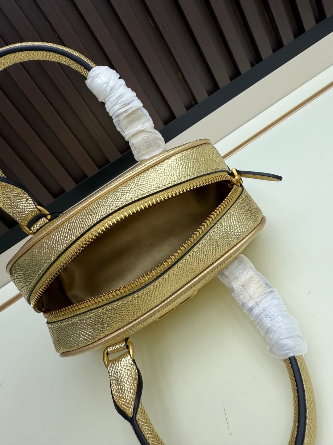 Valentino Garavani Mini VLogo Signature Bowling Bag Gold High