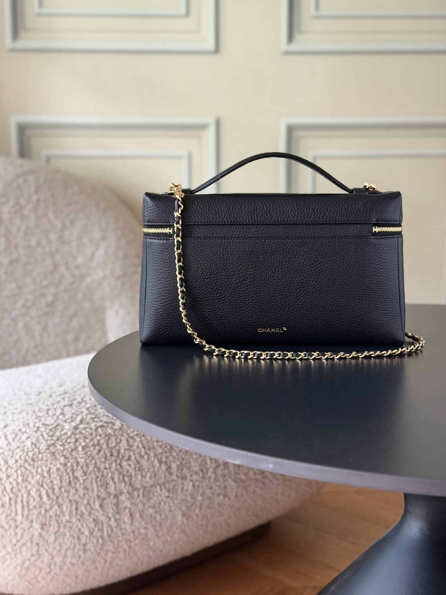 Chanel Large Vanity with chain Grained Calfskin & Gold-Tone Metal Black AS5348 A