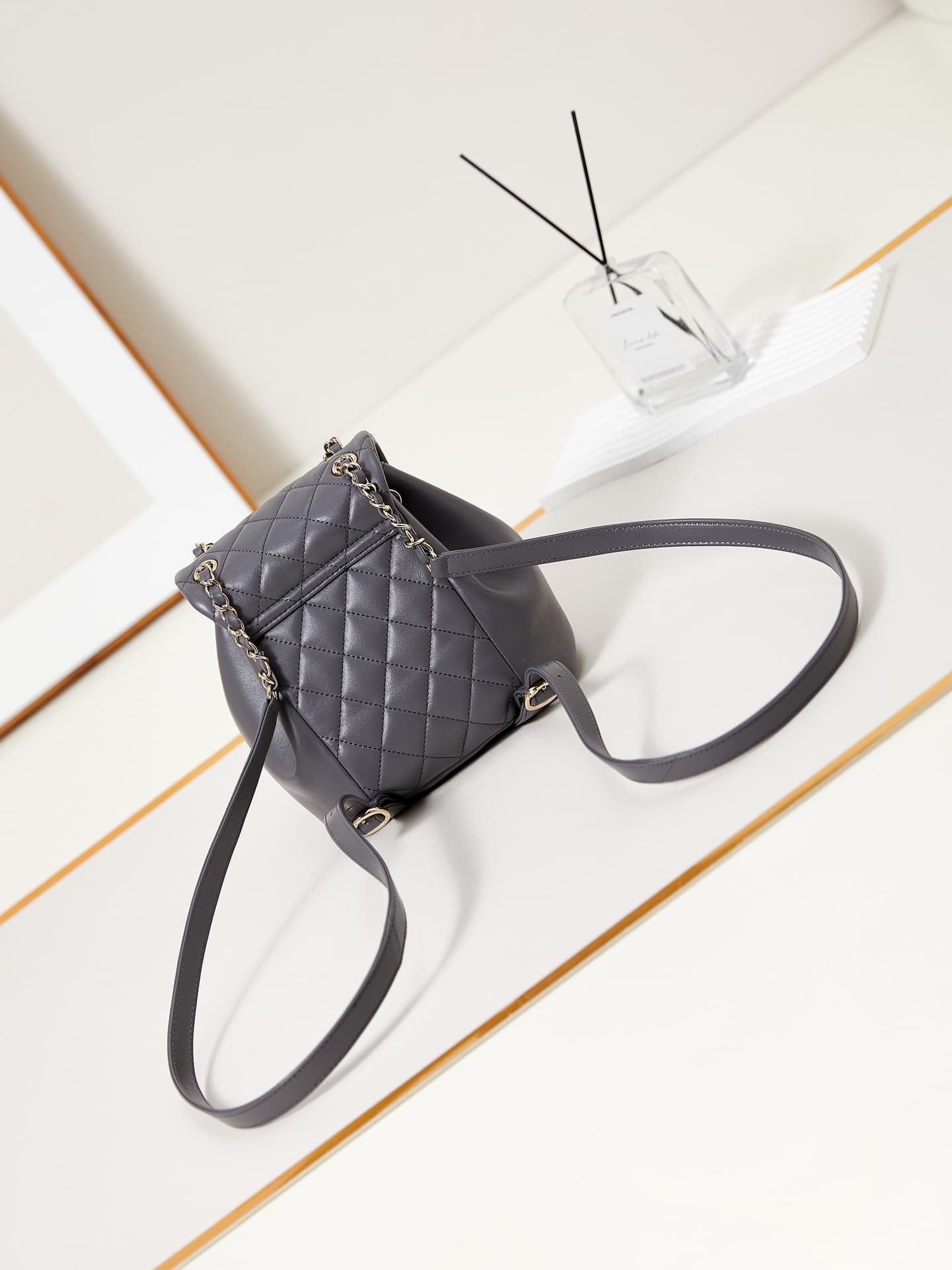Chanel Small Quilted Duma Backpack Lambskin AS2908 Dark Grey A