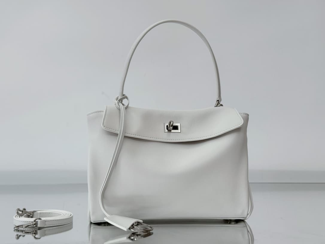 Balenciaga Rodeo Small Bag in White Leather With Silver-Tone Metal TOP