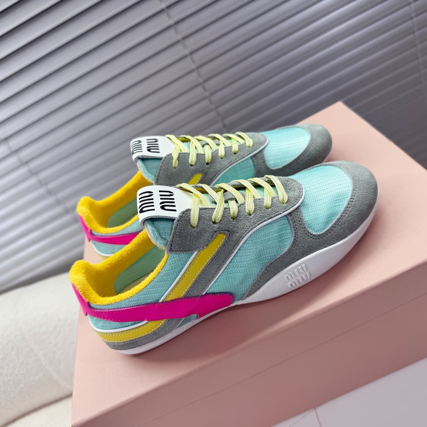 Miu Miu amaranth Gymnasium Technical Fabric And Suede Sneaker shoes Men Women
