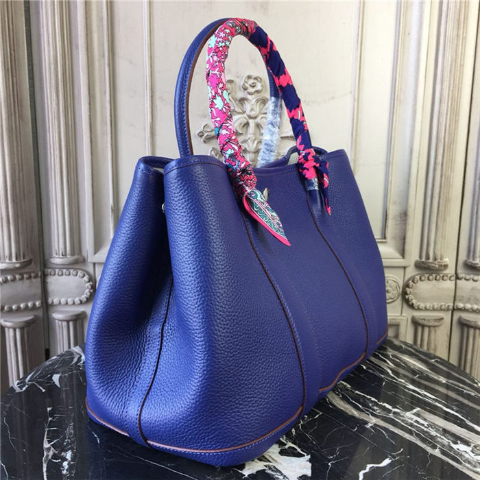 Hermes Garden Party 30/36 Bag Calfskin In Royal Blue High