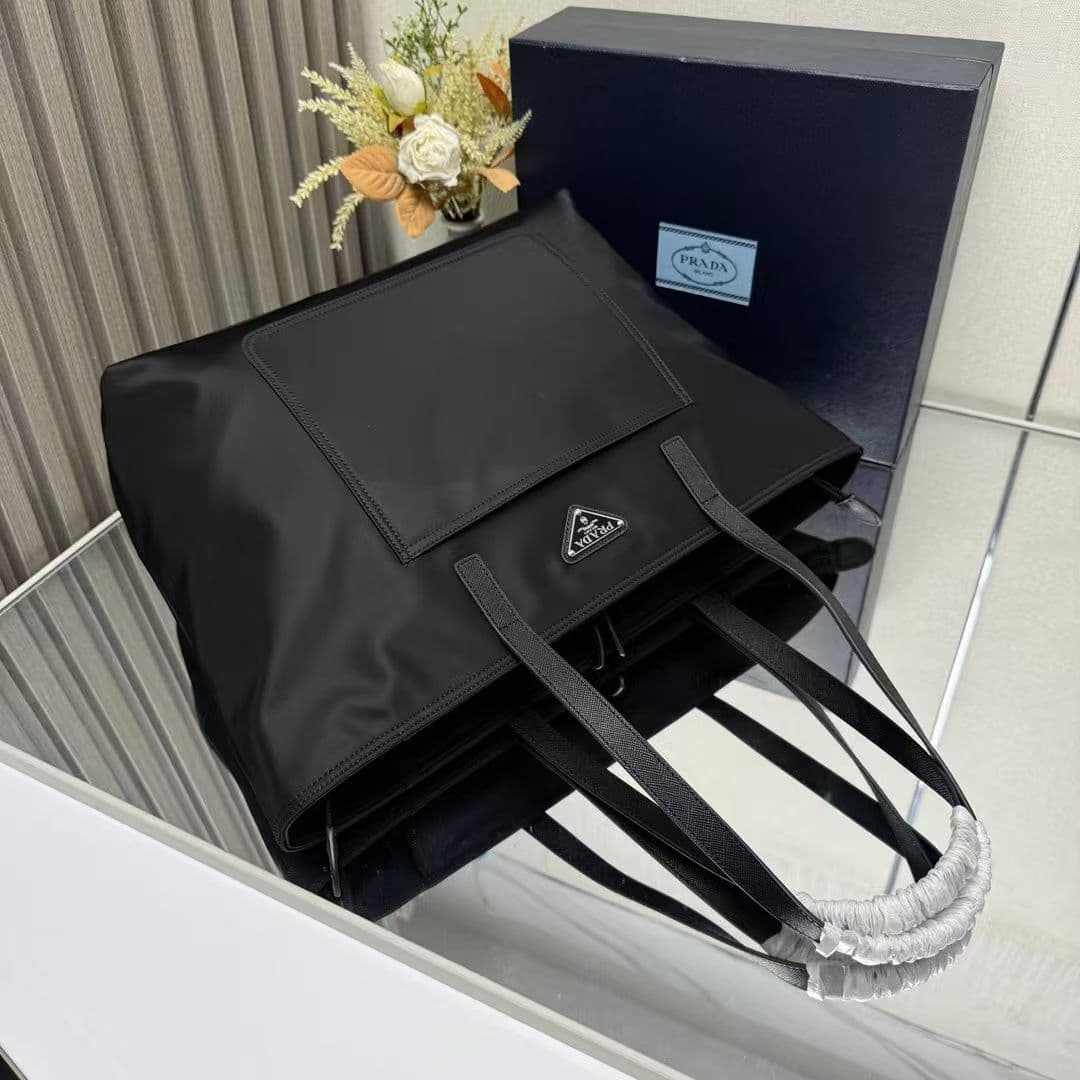 Prada Re-Nylon Tote Bag Black High