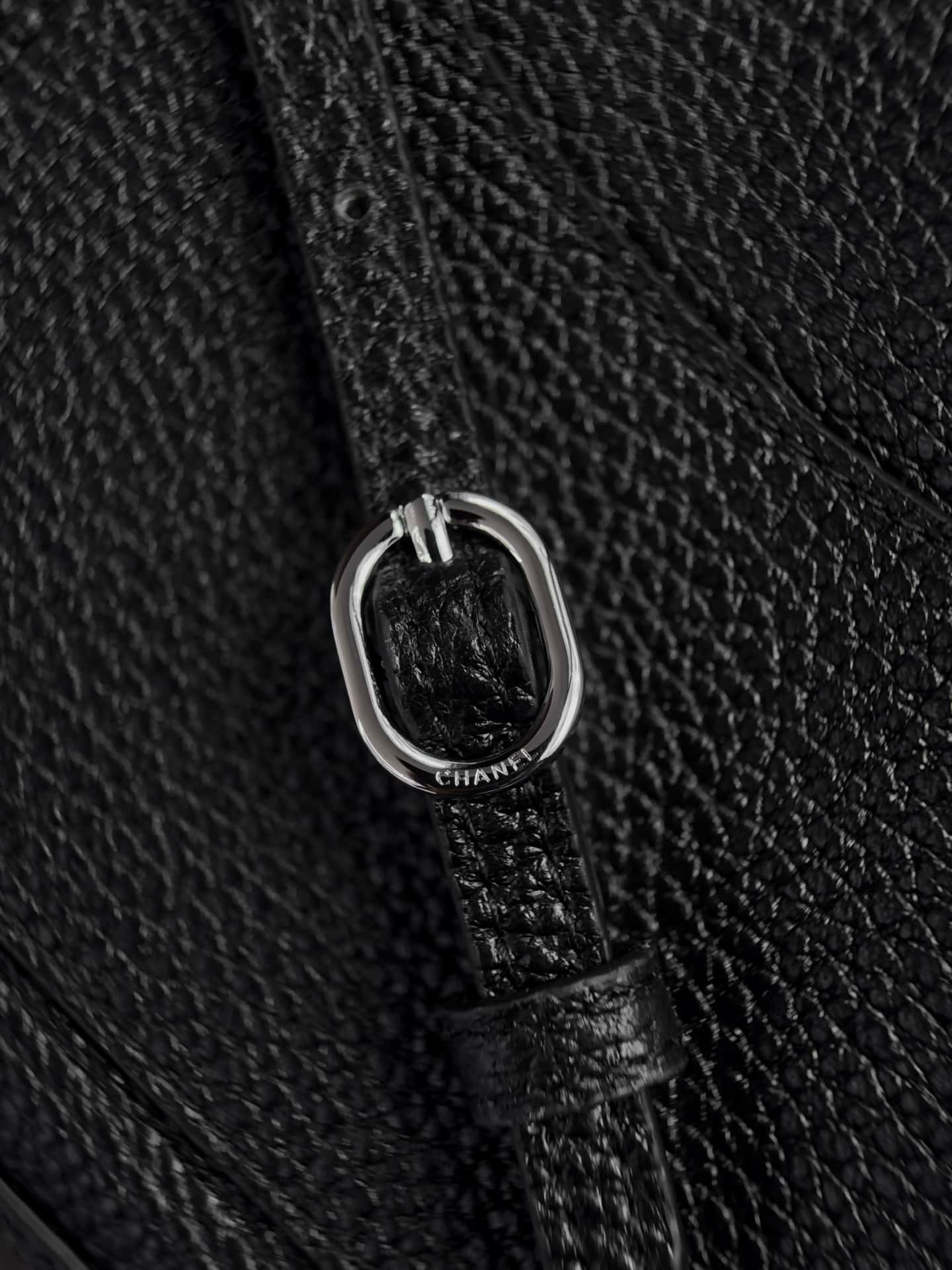 CHANEL Mini flap bag Grained Calfskin&Silver-tone metal Black AS6573 A
