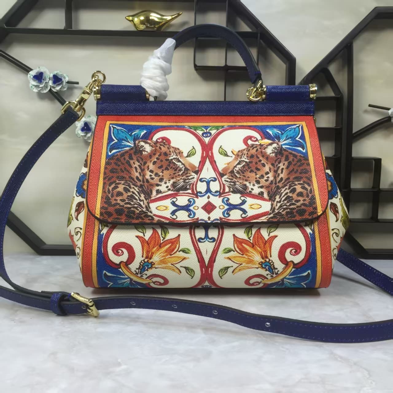 Dolce & Gabbana Miss Sicily top handle bag with multicolor print leather High