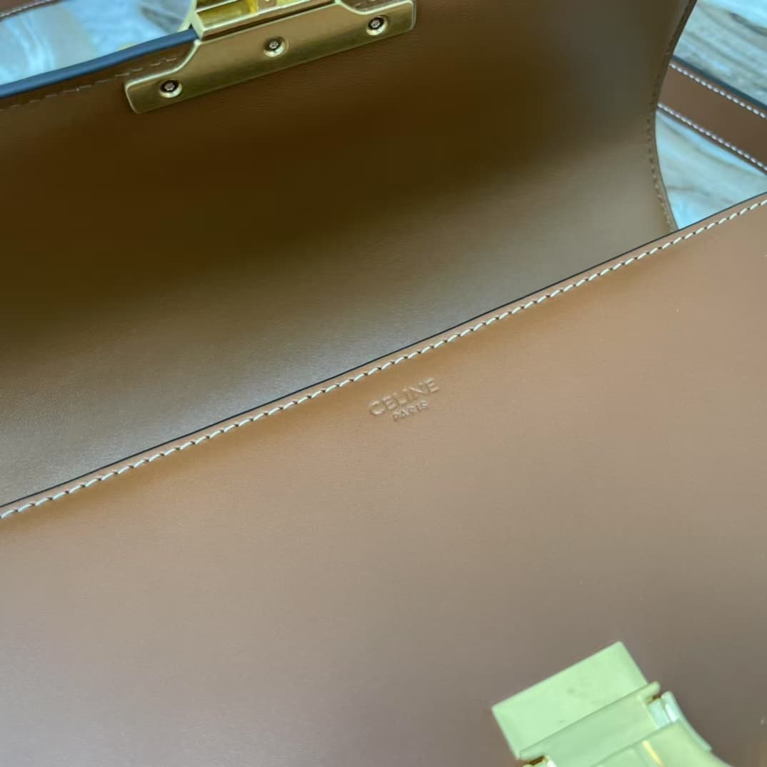 Celine Triomphe Medium Bag Calfskin Brown High
