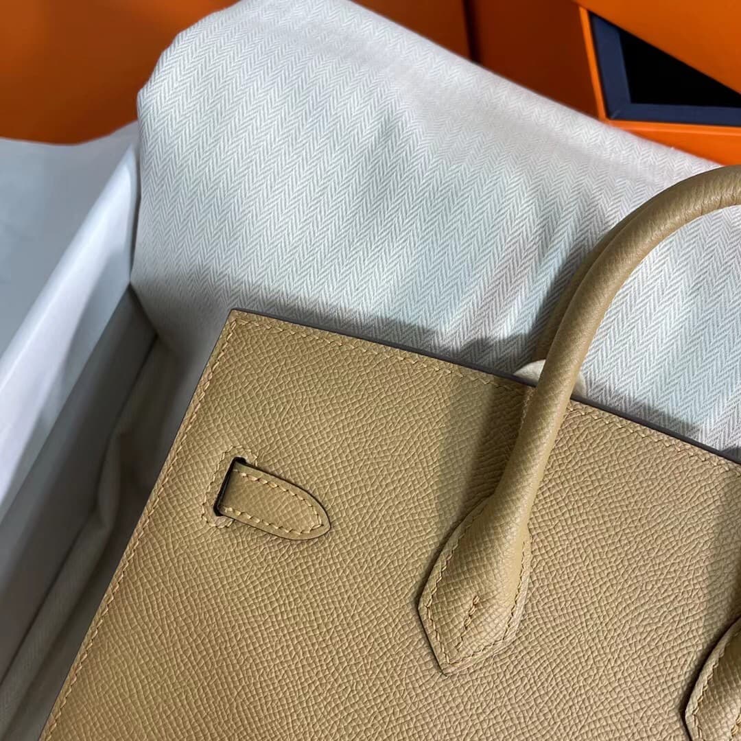 Hermes Birkin Sellier Bag 25/30cm Epsom Leather WAX Biscuit High