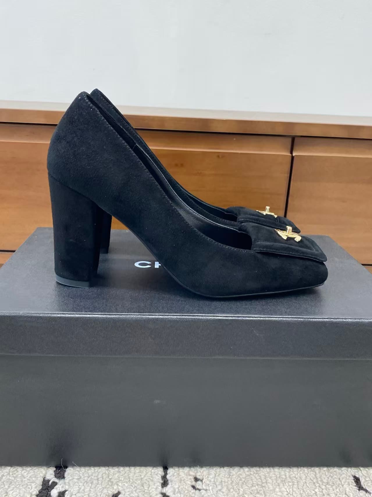 Chanel Suede Square-toe Pumps