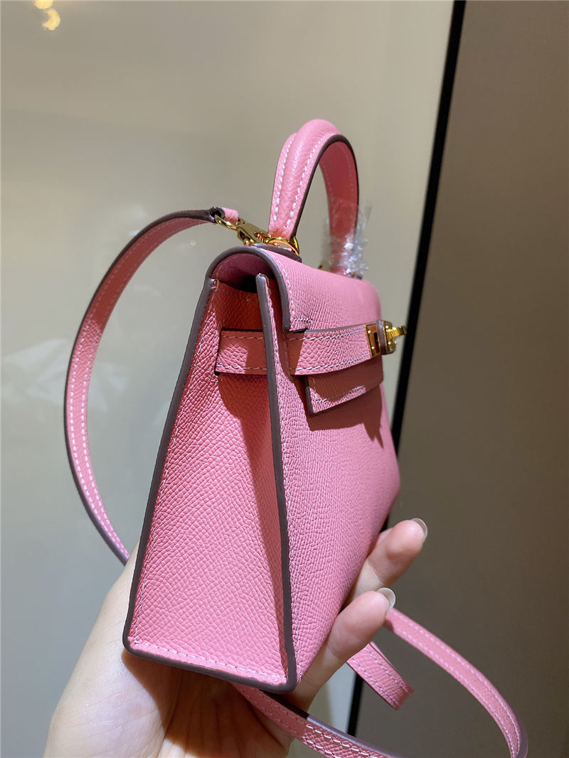 Hermes Kelly Mini II Bag Epsom Leather In Rose Saiura CTN High