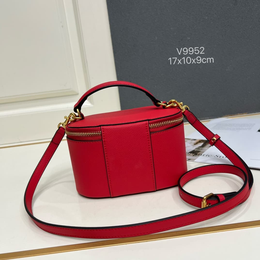 Valentino Garavani VLogo Signature Mini Vanity Bag in Red Calfskin Mid
