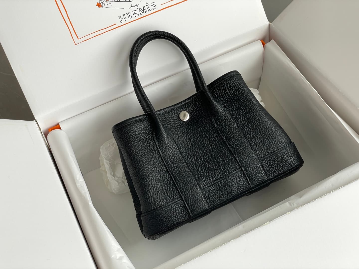 Hermes Garden Party 23 bag in Black Togo Leather WAX High