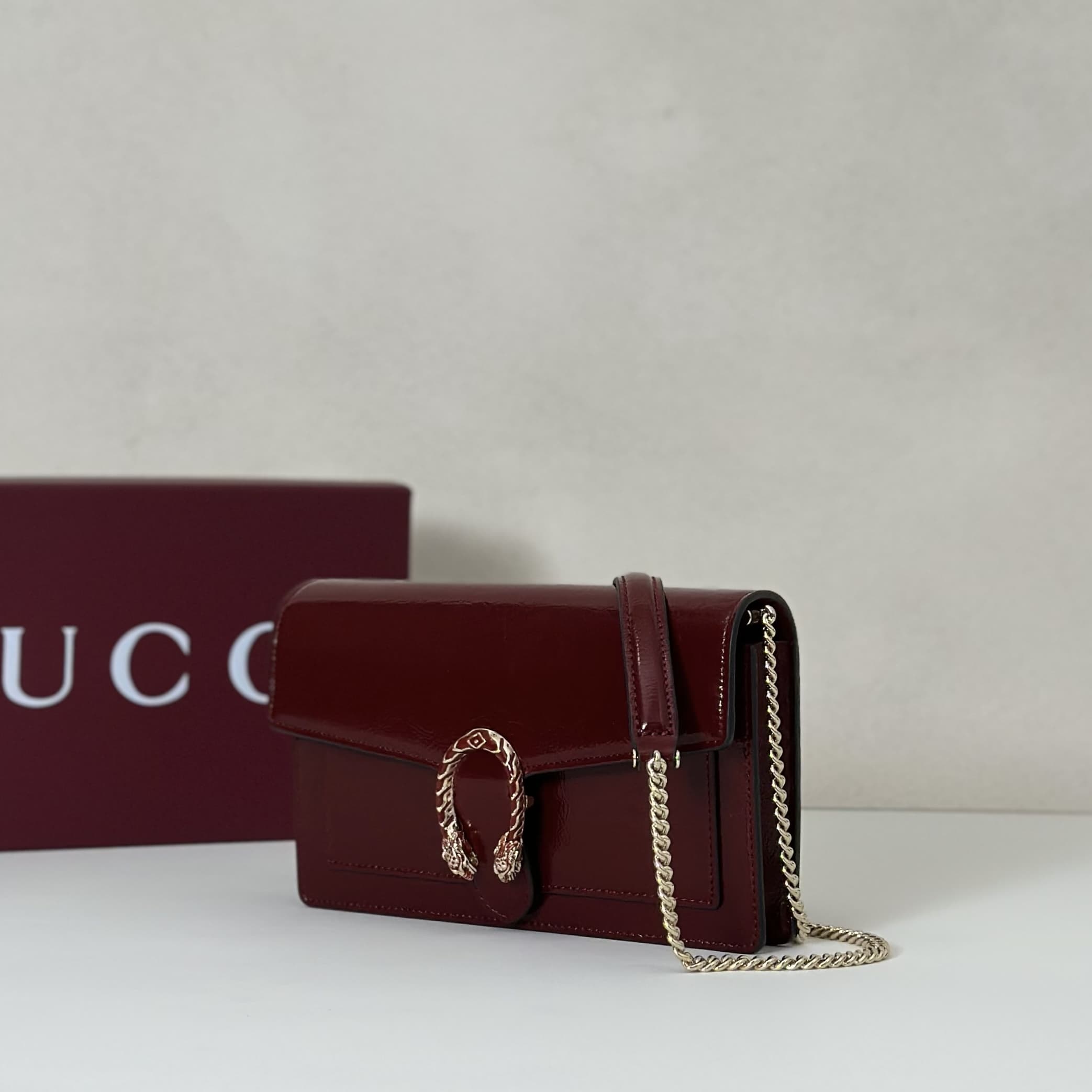 DIONYSUS WALLET ON CHAIN 837374 Red leather High