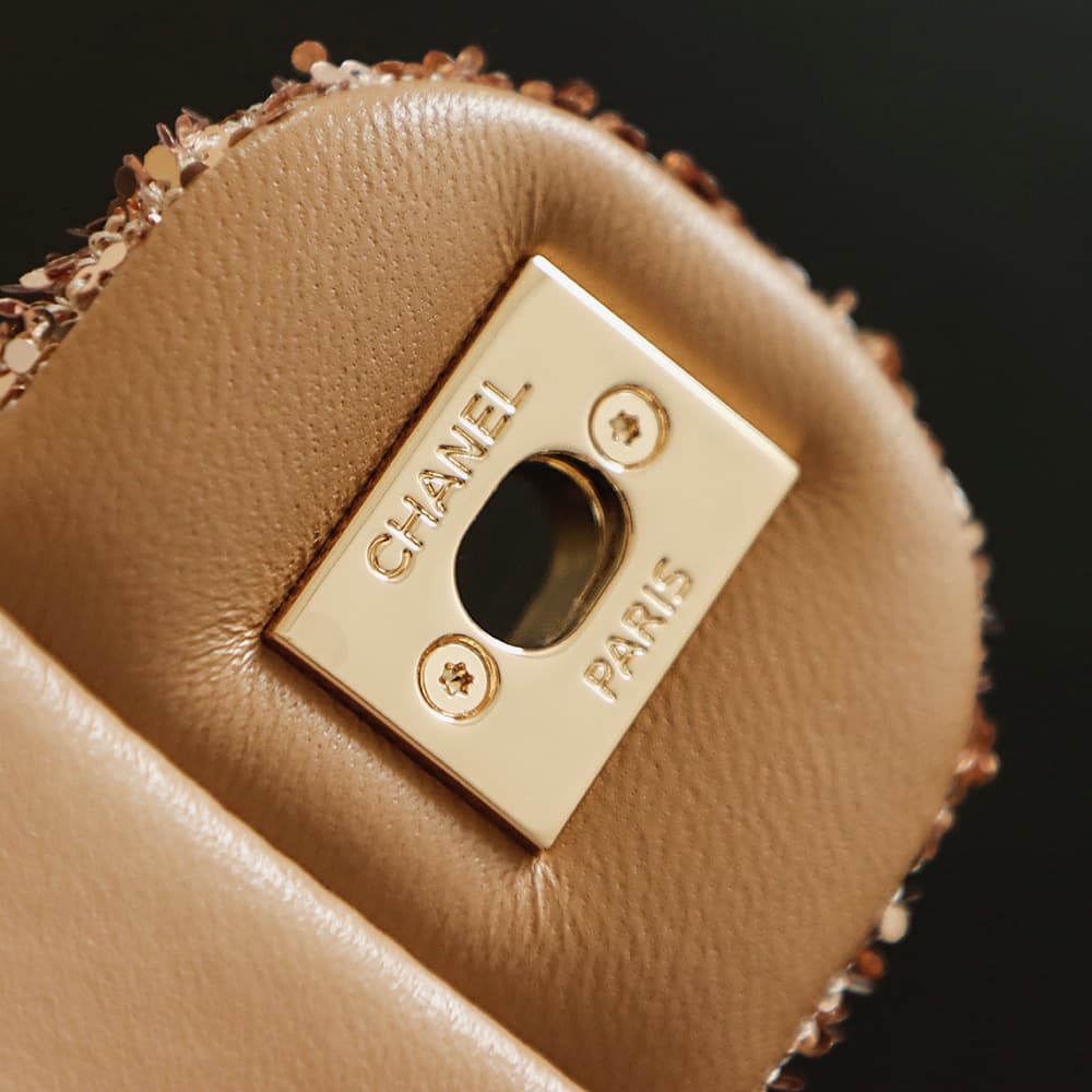 Chanel Flap Bag With Gold Sequins A