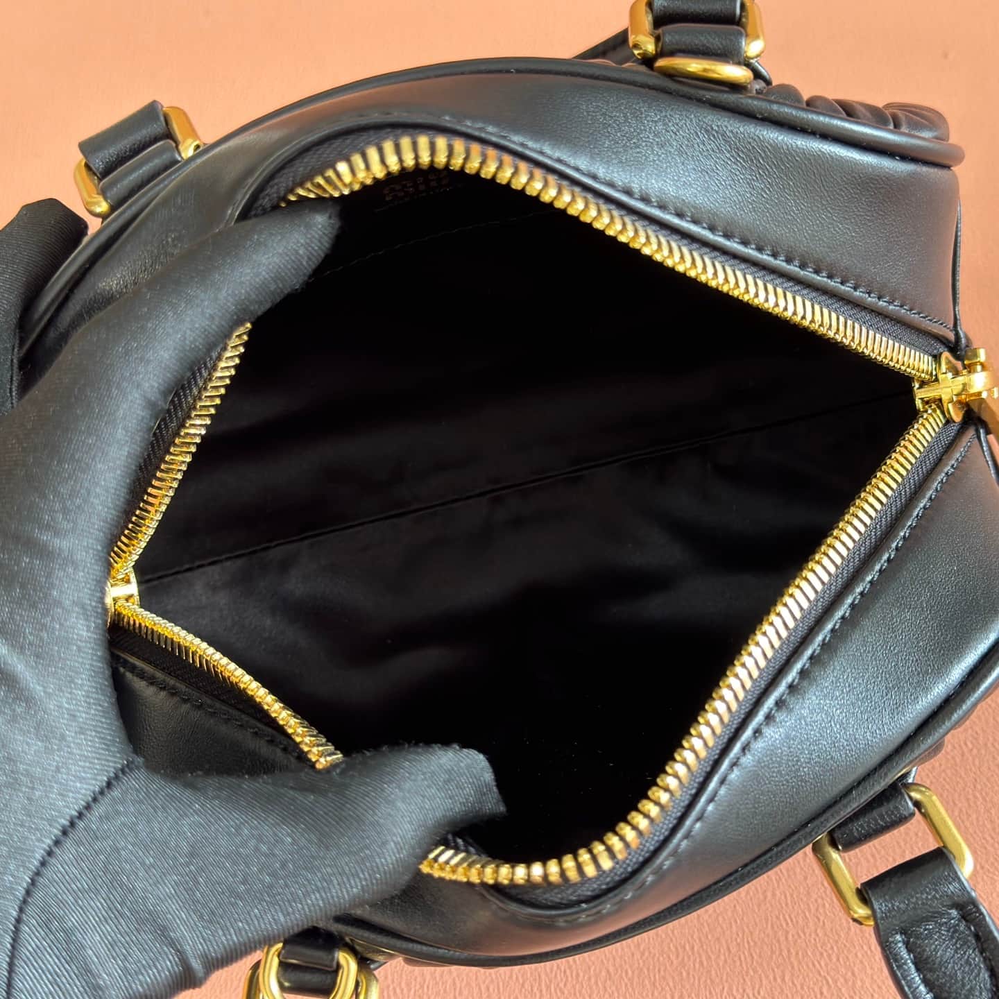 Miu Miu Arcadie Matelassé nappa leather bag Black 5BB191 TOP