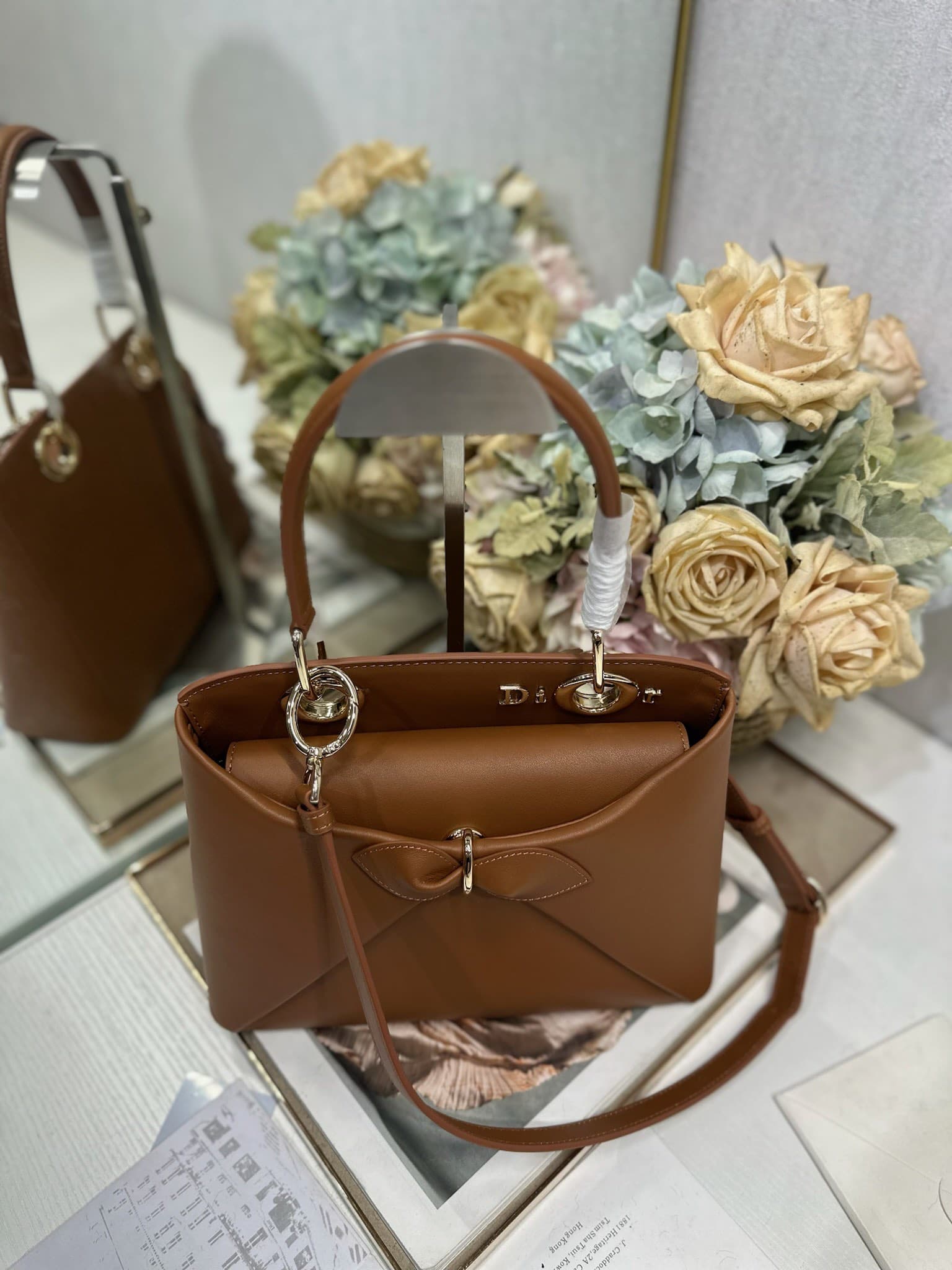 Small Dior Cigale Bag Camel Shiny Supple Calfskin High