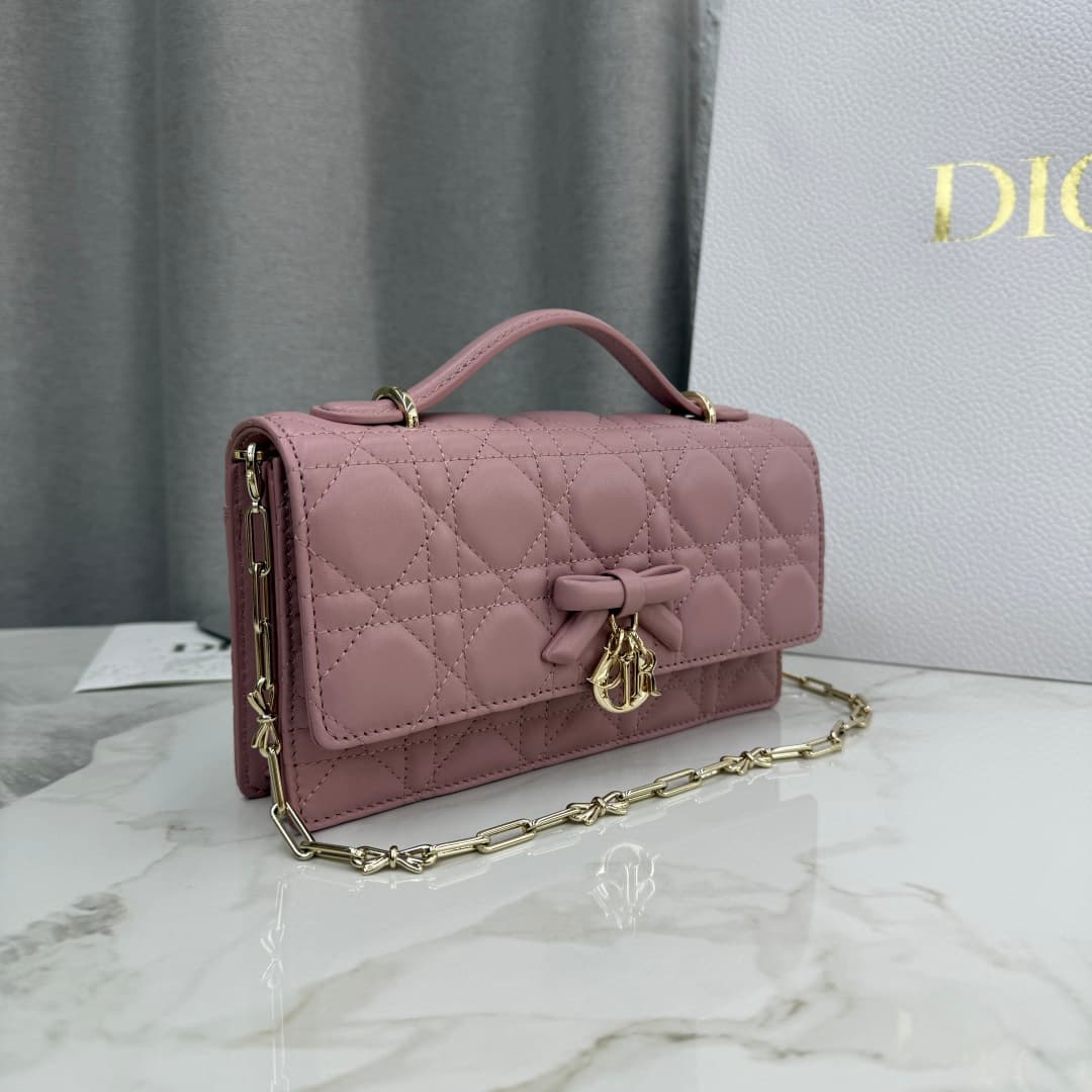 My Dior Mini Bag Cannage Lambskin In Retro Pink With Leather Bow High