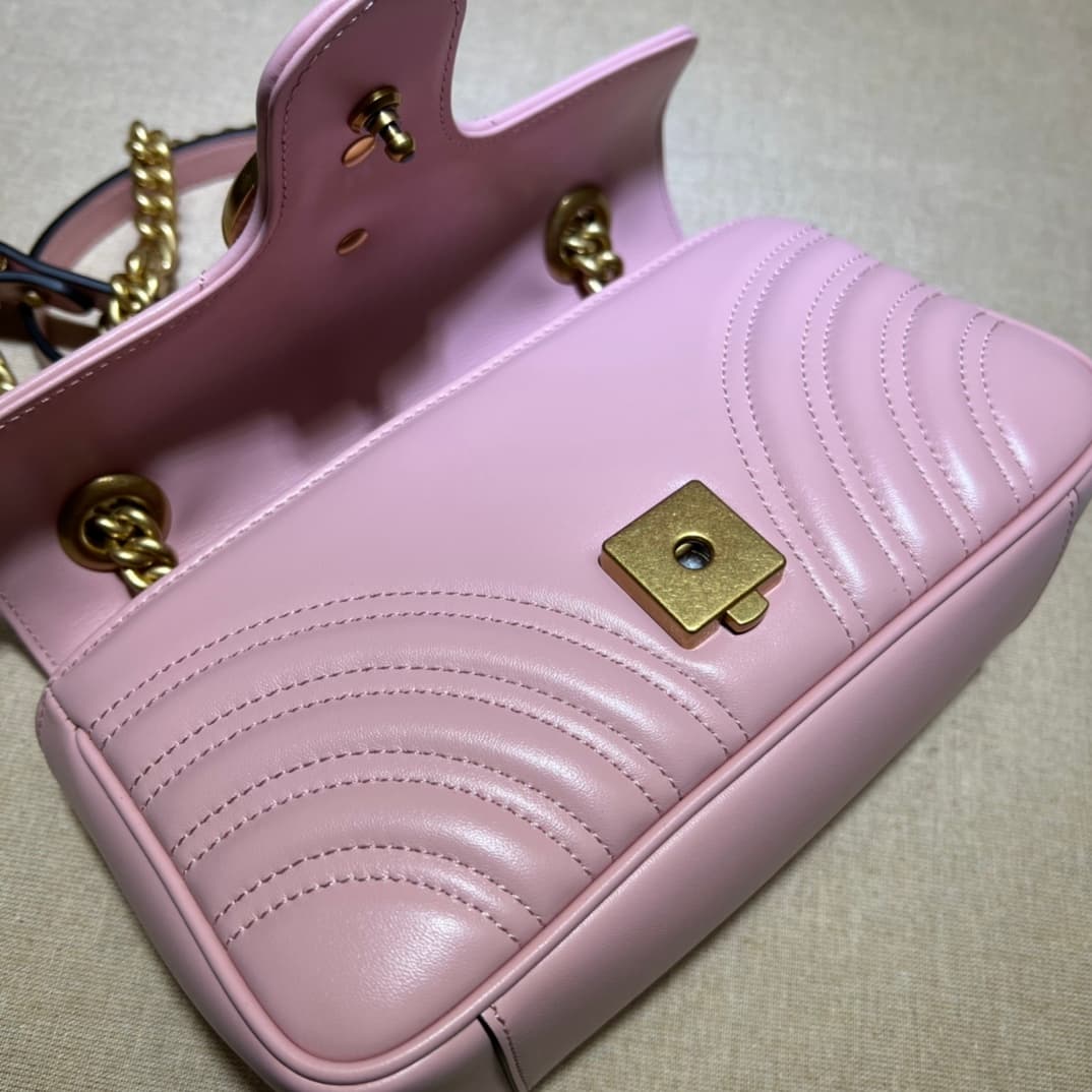 GG Marmont mini New matelassé shoulder bag 446744 Pink High