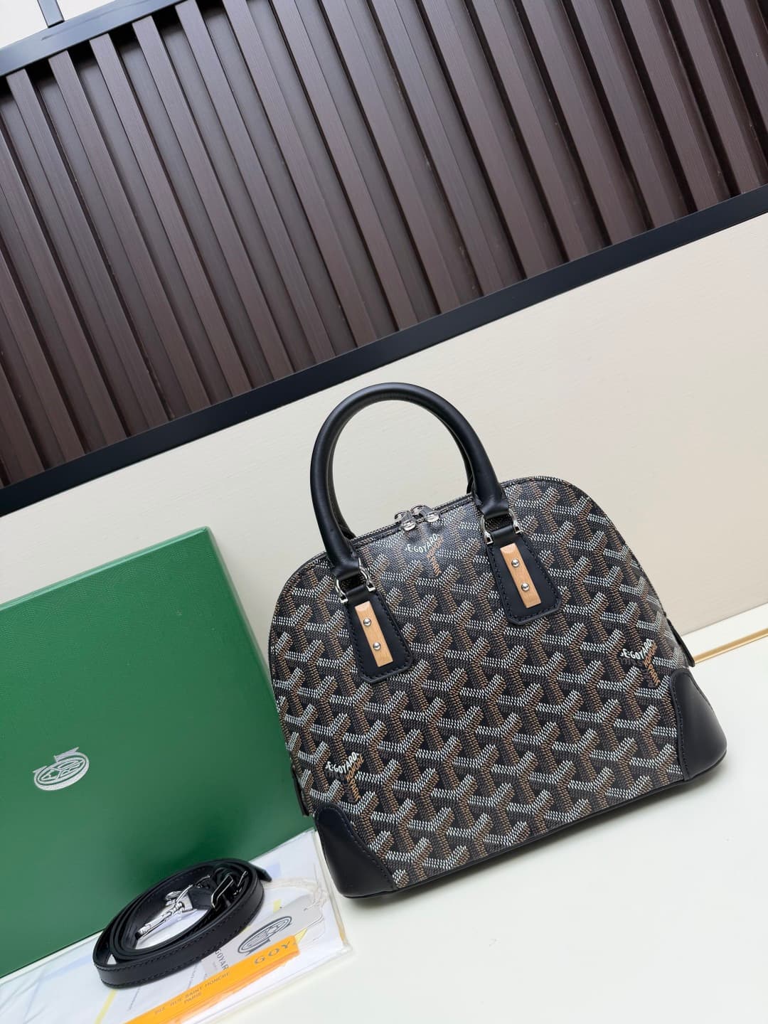 Goyard Vendôme mini bag in Goyardine coated canvas black high