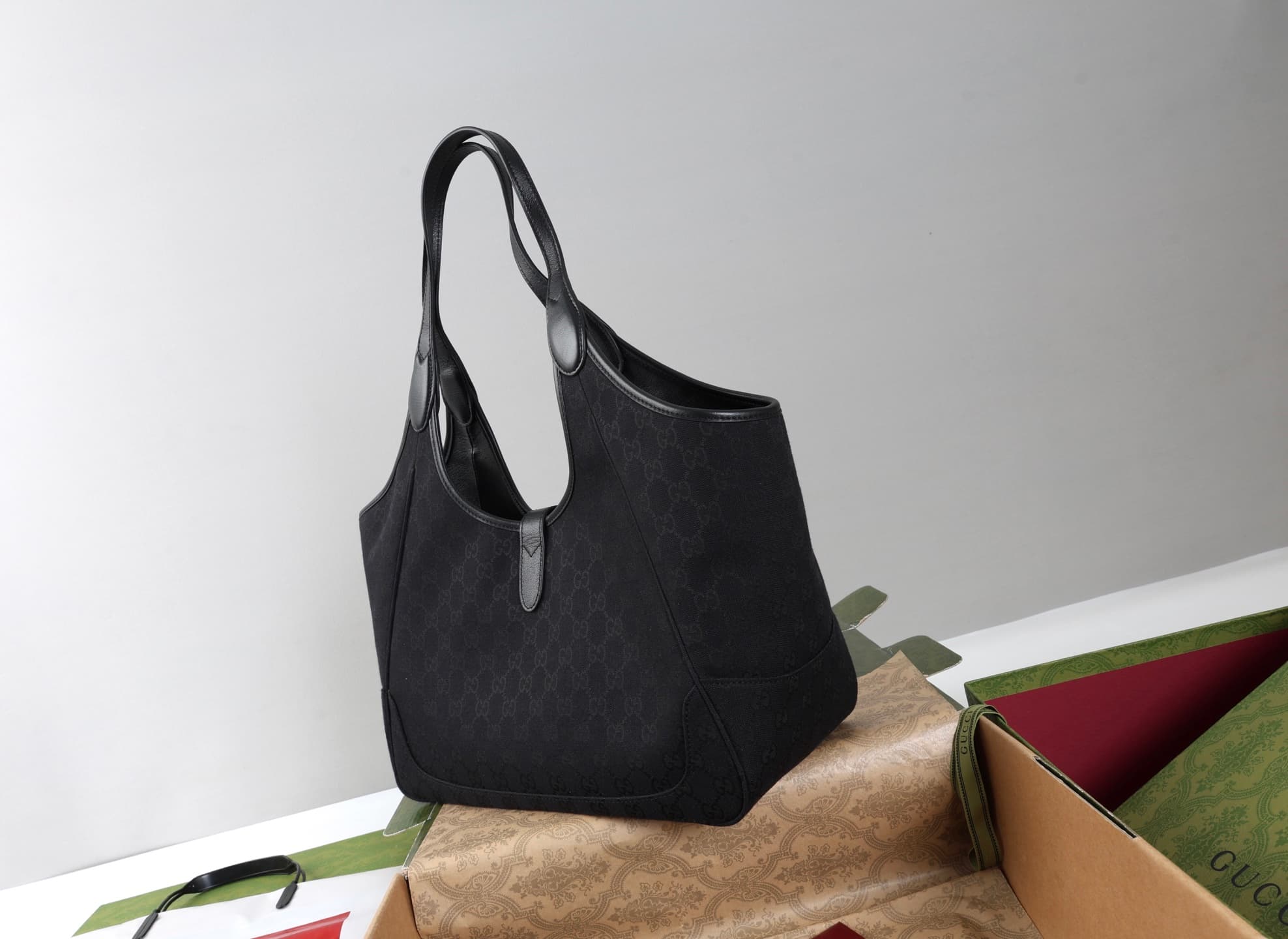 Gucci Mercato medium tote bag Black GG canvas 866645 High