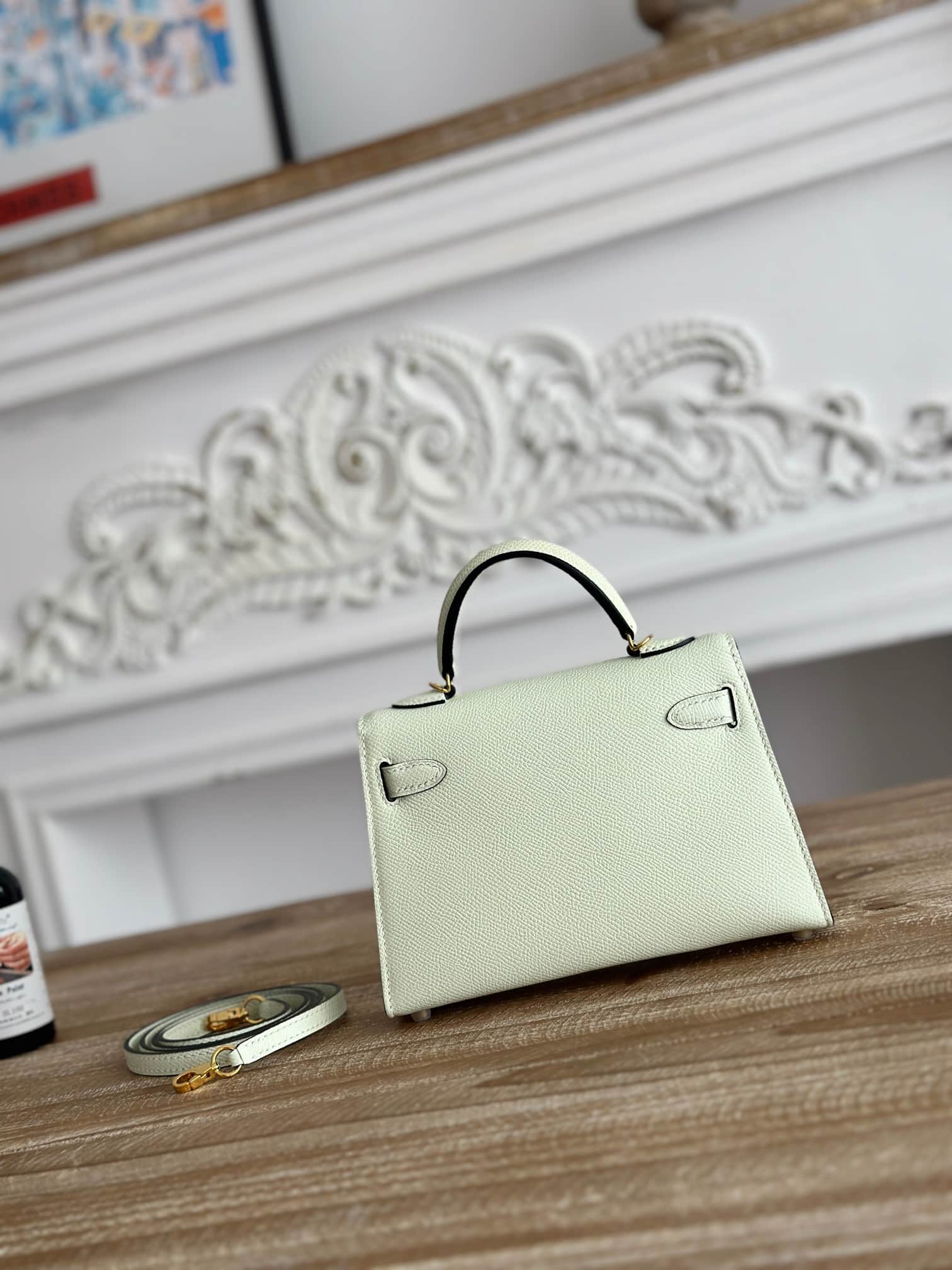 Hermes Kelly Mini II Bag Epsom Leather WAX Vert Fizz High
