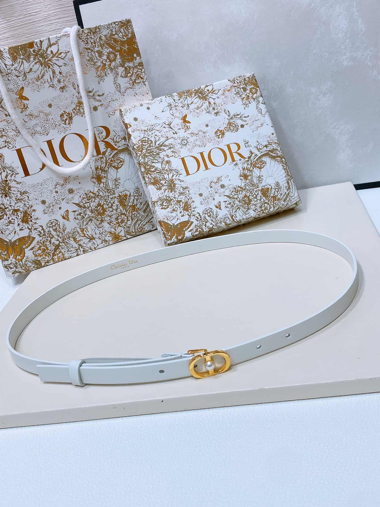 Dior Montaigne Jolie Belt 15/20MM Calfskin Gold/Silver High